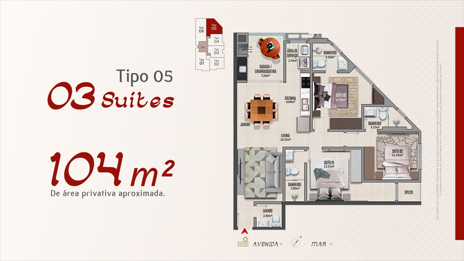 Adonai Residence — Planta tipo 05, D'Marco Construtora, Jardim Dourado, Porto Belo SC Adonai Residence — Planta tipo 05, D'Marco Construtora, Jardim Dourado, Porto Belo SC