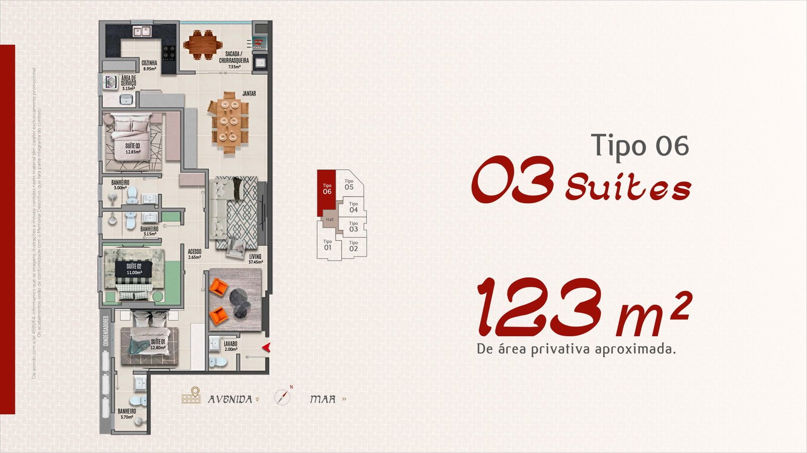 Adonai Residence — Planta tipo 06, D'Marco Construtora, Jardim Dourado, Porto Belo SC Adonai Residence — Planta tipo 06, D'Marco Construtora, Jardim Dourado, Porto Belo SC