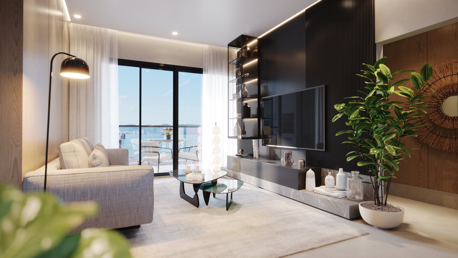 Agatha Tower — living apto estar a, AC Zanella Construtora e Incorporadora, Balneário Perequê, Porto Belo SC Agatha Tower — living apto estar a, AC Zanella Construtora e Incorporadora, Balneário Perequê, Porto Belo SC