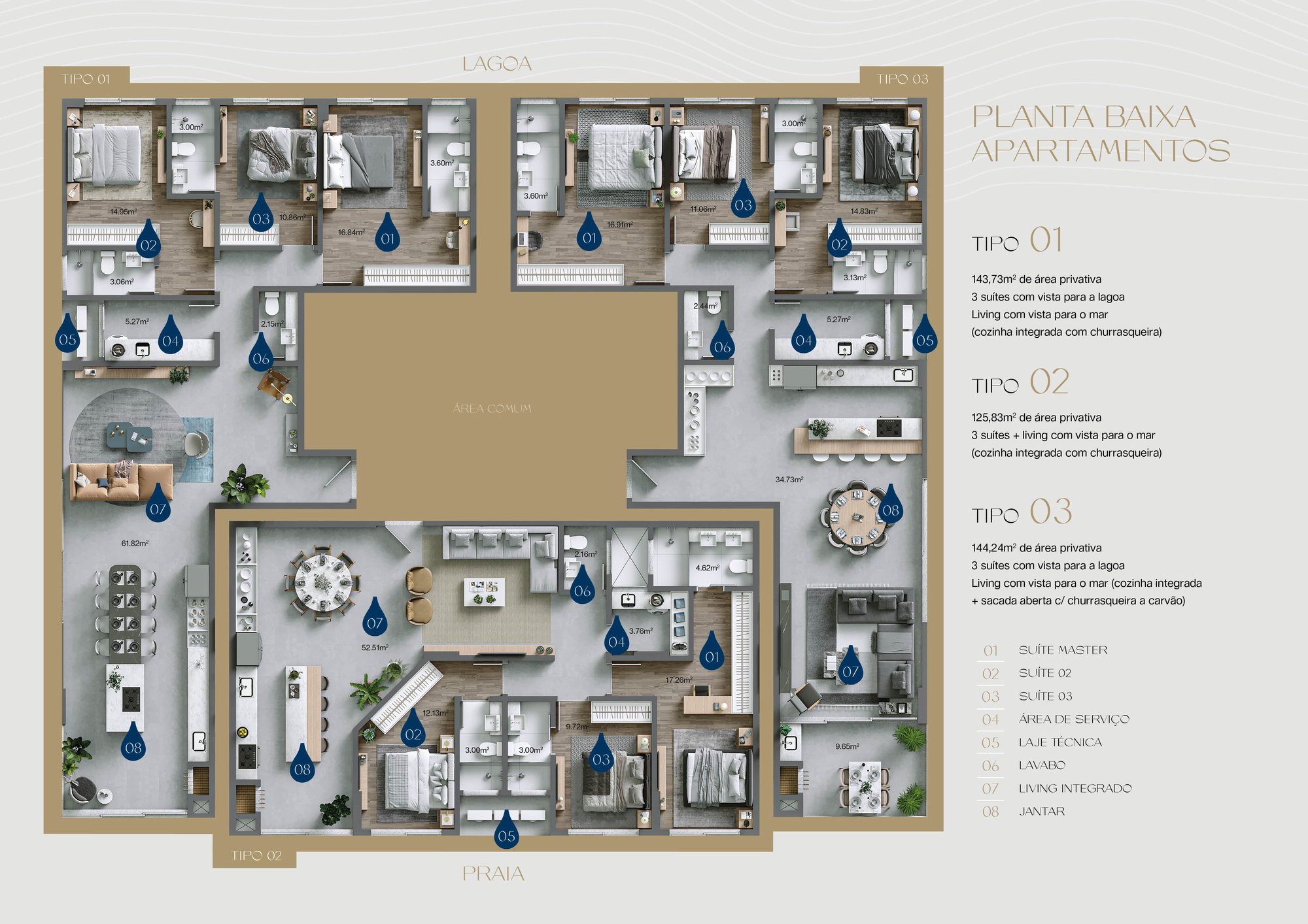 Amrita Apartments — planta e tipologias 1, ZAH Empreendimentos, Balneário Perequê, Porto Belo SC Amrita Apartments — planta e tipologias 1, ZAH Empreendimentos, Balneário Perequê, Porto Belo SC