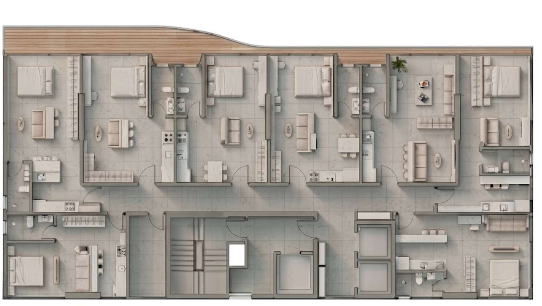 Arise Home Living — planta humanizada dos flats de 32,28 a 39,55 m²