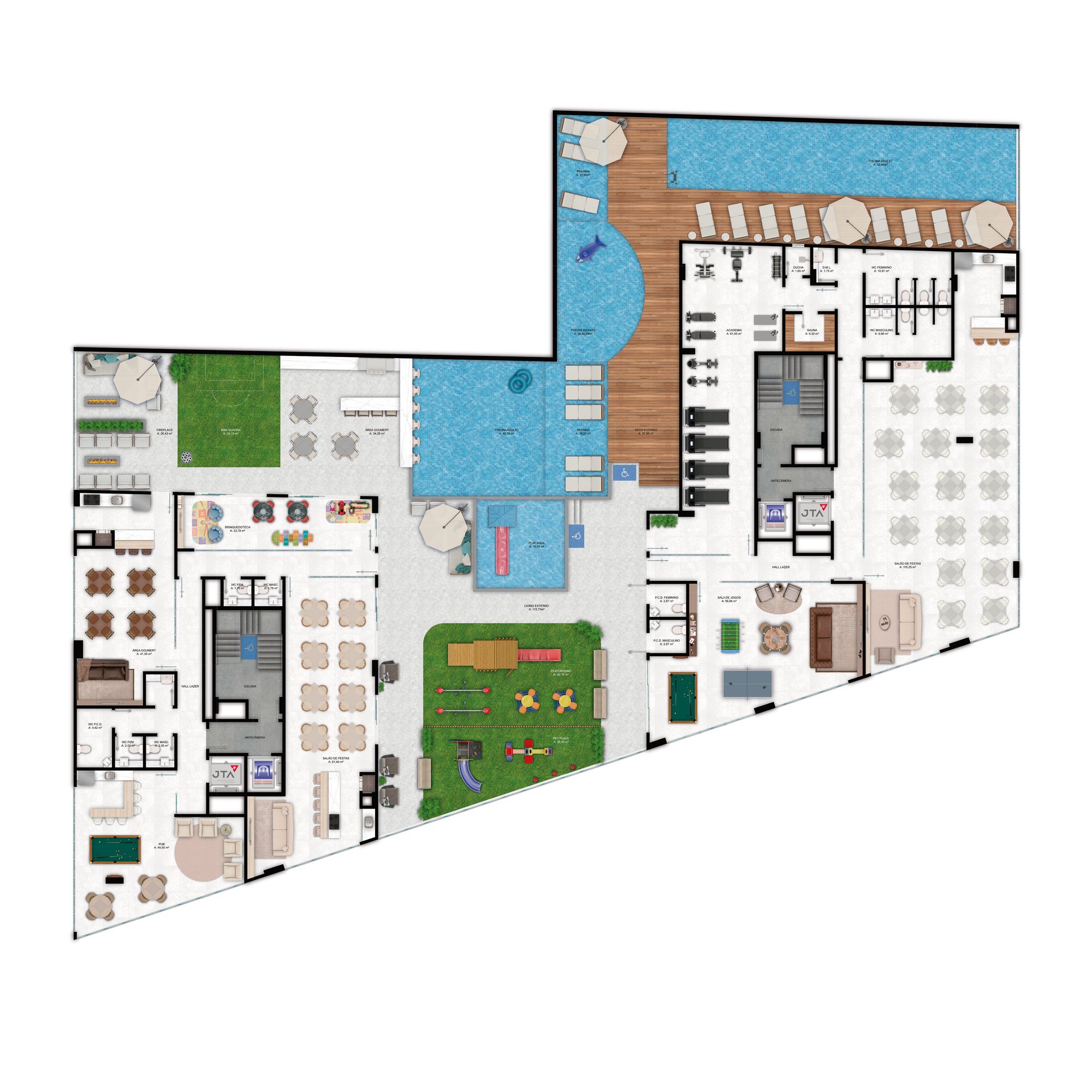 Aspen Towers — planta lazer, JTA Empreendimentos, Balneário Perequê, Porto Belo SC Aspen Towers — planta lazer, JTA Empreendimentos, Balneário Perequê, Porto Belo SC