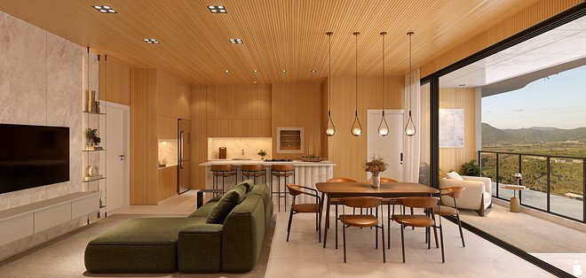 Aura Residence — living integrado tipo, THC Empreendimentos, Balneário Perequê, Porto Belo SC