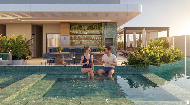 Aura Residence — piscina vista jacuzzi r0, THC Empreendimentos, Balneário Perequê, Porto Belo SC