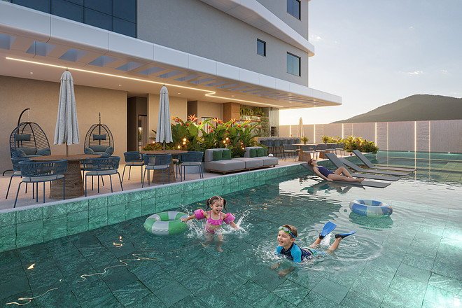 Aura Residence — piscina vista piscia infantil r0, THC Empreendimentos, Balneário Perequê, Porto Belo SC