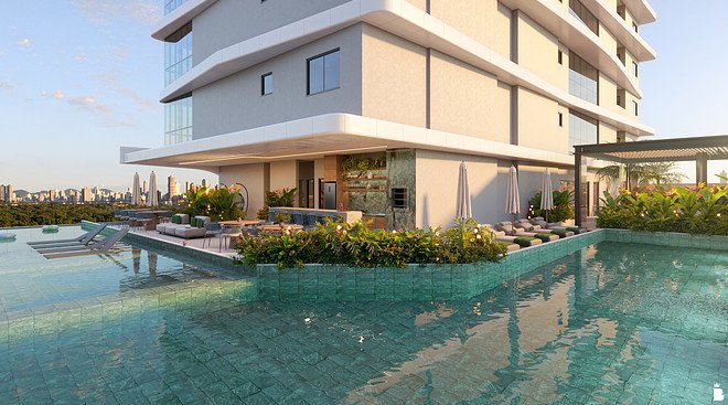 Aura Residence — piscina vista, THC Empreendimentos, Balneário Perequê, Porto Belo SC