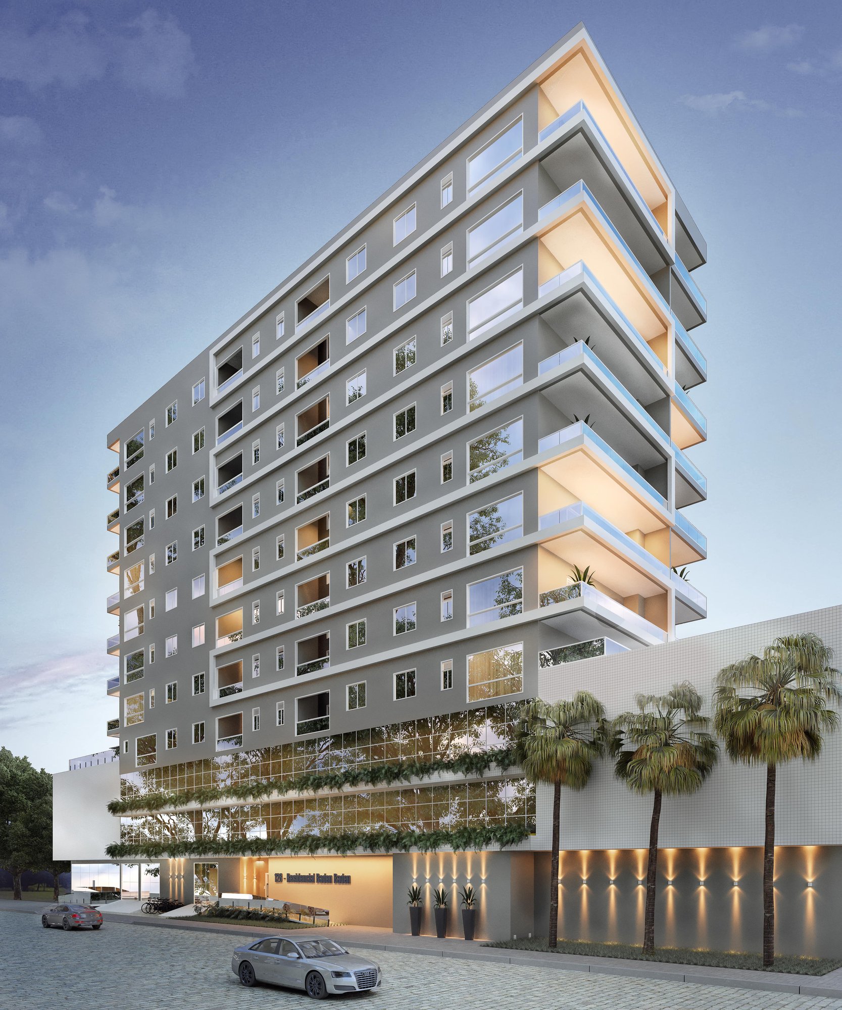 Baden Baden Residence — fachada e renders 1, Cadore Incorporadora, Balneário Perequê, Porto Belo SC