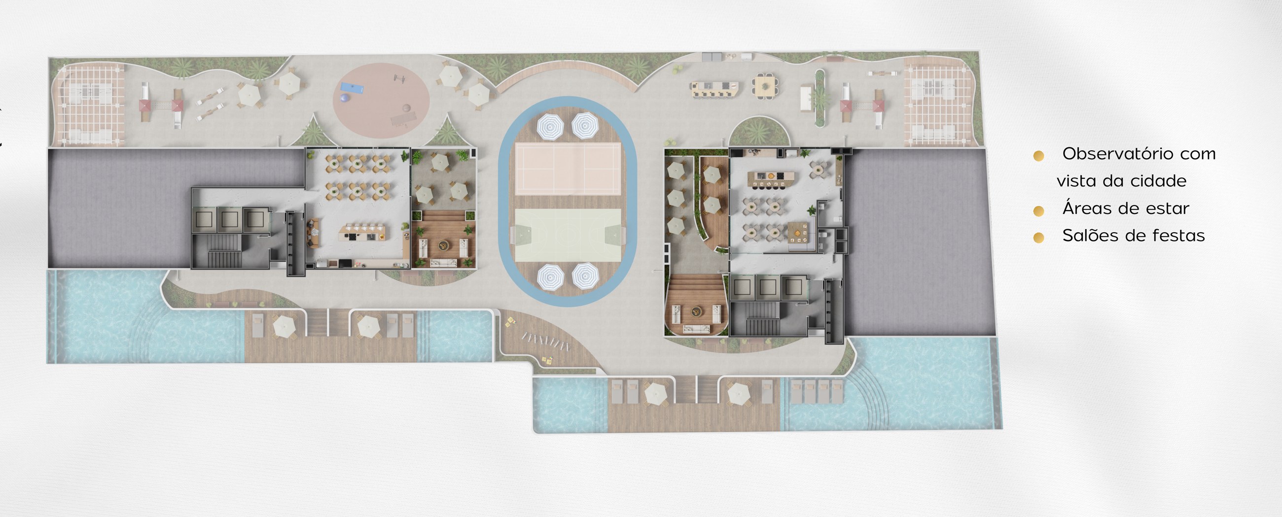 Balas Horizon — planta humanizada do rooftop do 30º andar, 332 m²