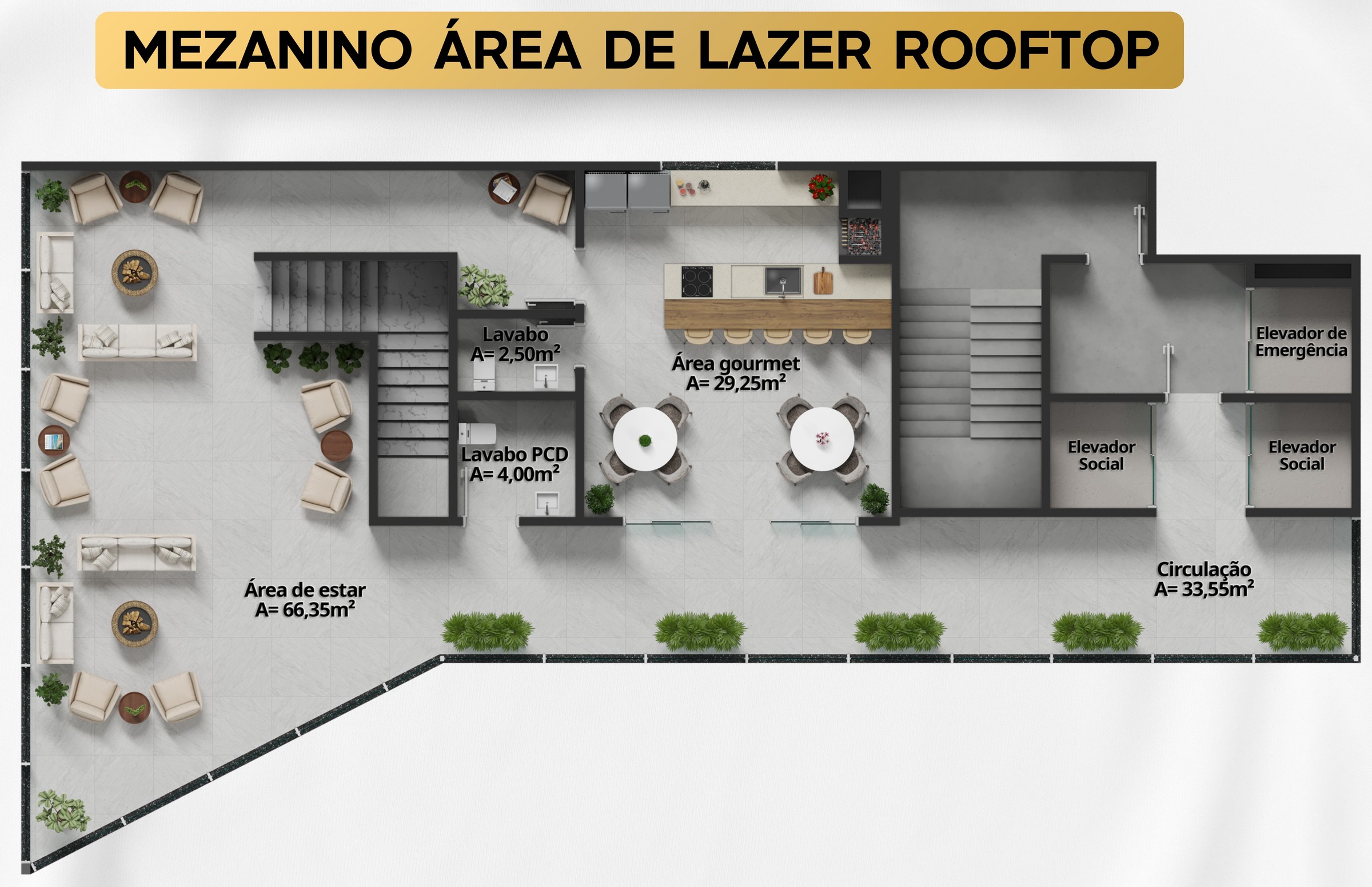 Balas Tower — Planta do mezanino do rooftop com vista 360°, B.Balas Construtora e Incorporadora, Balneário Perequê, Porto Belo SC Balas Tower — Planta do mezanino do rooftop com vista 360°, B.Balas Construtora e Incorporadora, Balneário Perequê, Porto Belo SC