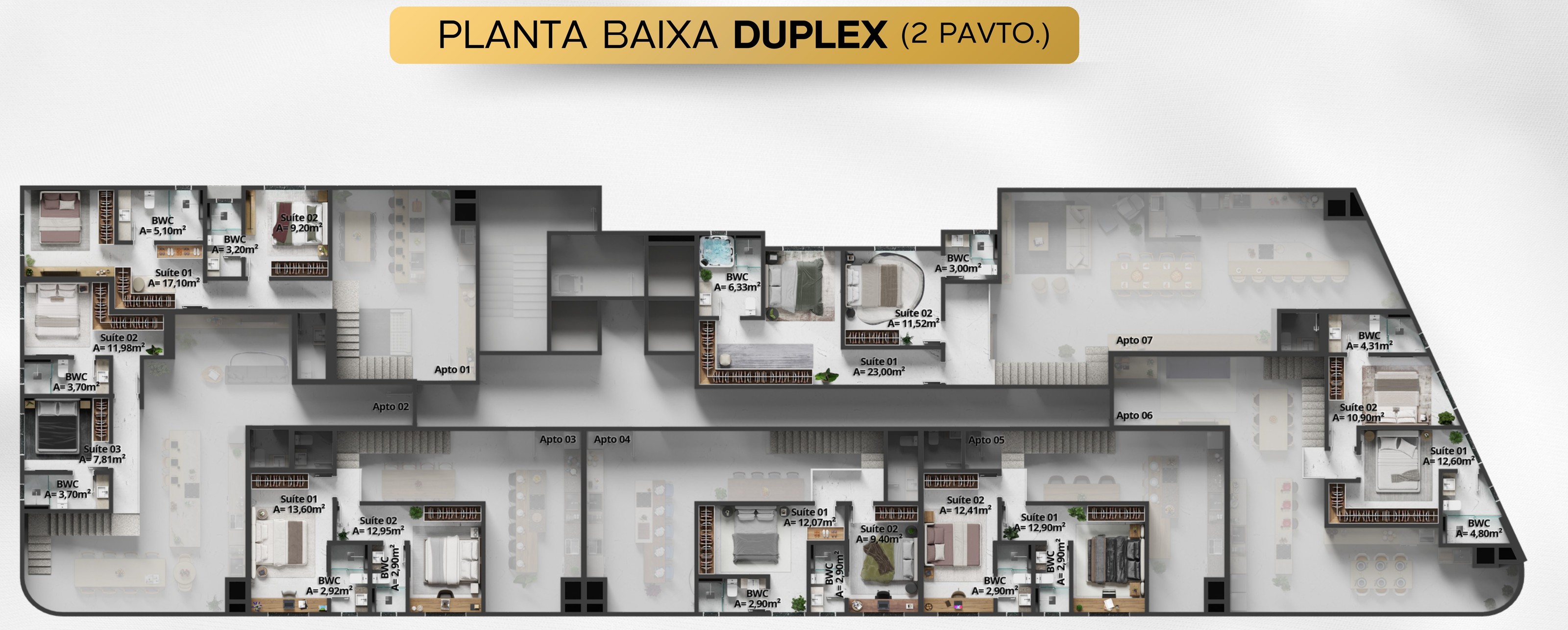 Balas Tower — Planta baixa das coberturas duplex, B.Balas Construtora e Incorporadora, Balneário Perequê, Porto Belo SC Balas Tower — Planta baixa das coberturas duplex, B.Balas Construtora e Incorporadora, Balneário Perequê, Porto Belo SC