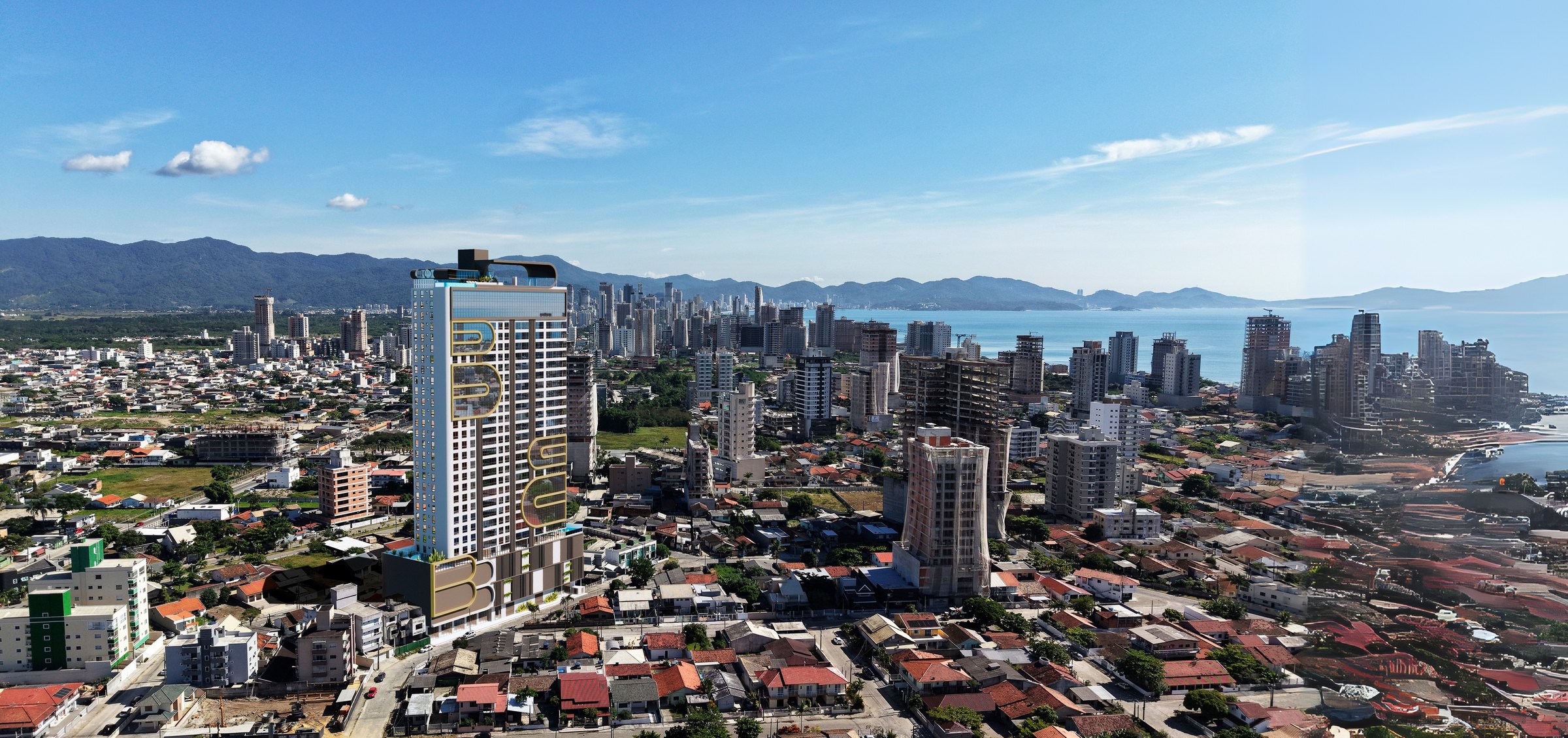 Balas Tower — Vista aérea da torre no Perequê, B.Balas Construtora e Incorporadora, Balneário Perequê, Porto Belo SC Balas Tower — Vista aérea da torre no Perequê, B.Balas Construtora e Incorporadora, Balneário Perequê, Porto Belo SC