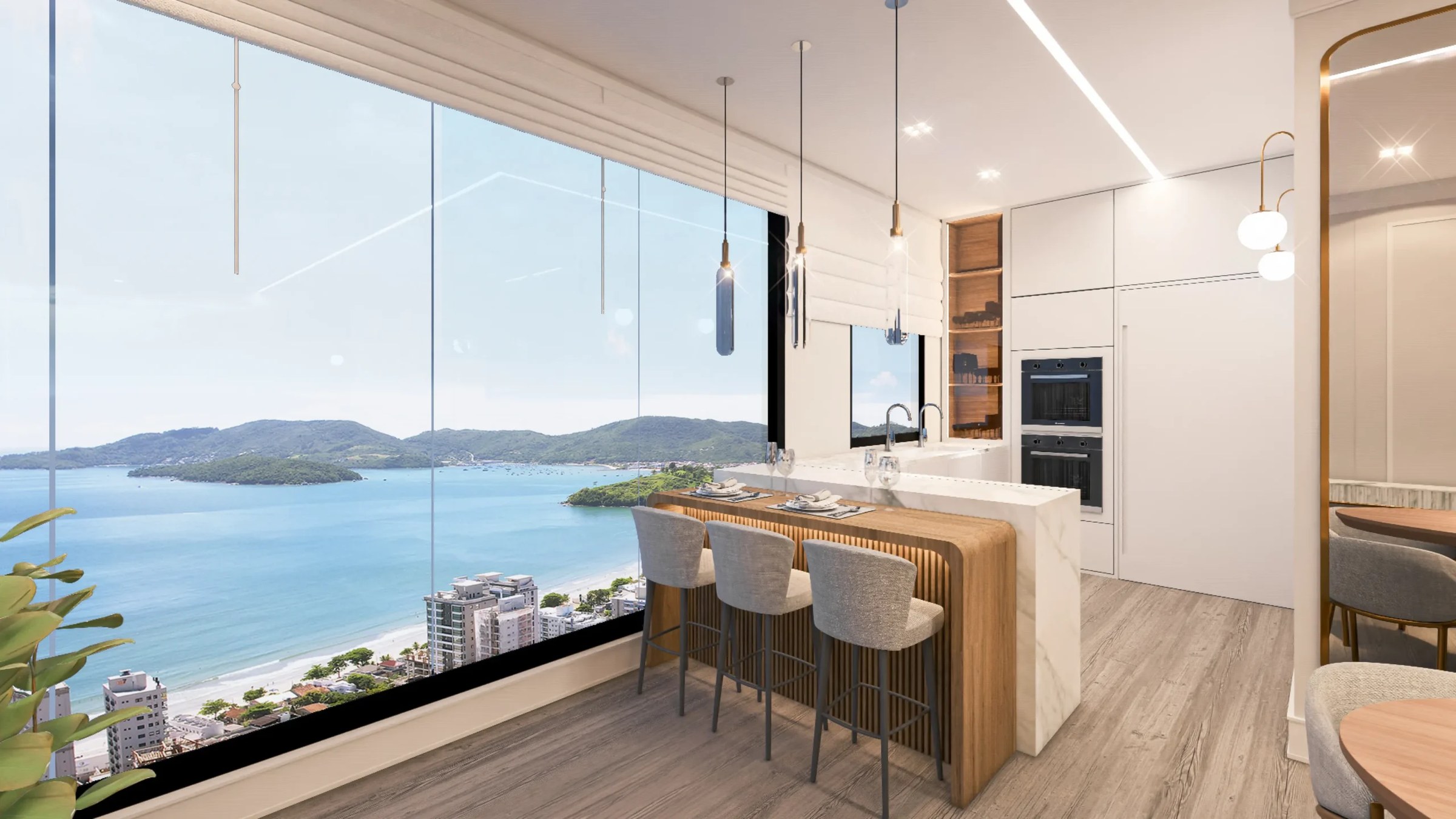 Bali Home Club — Cozinha integrada com vista para o mar, Maxces, Balneário Perequê, Porto Belo SC