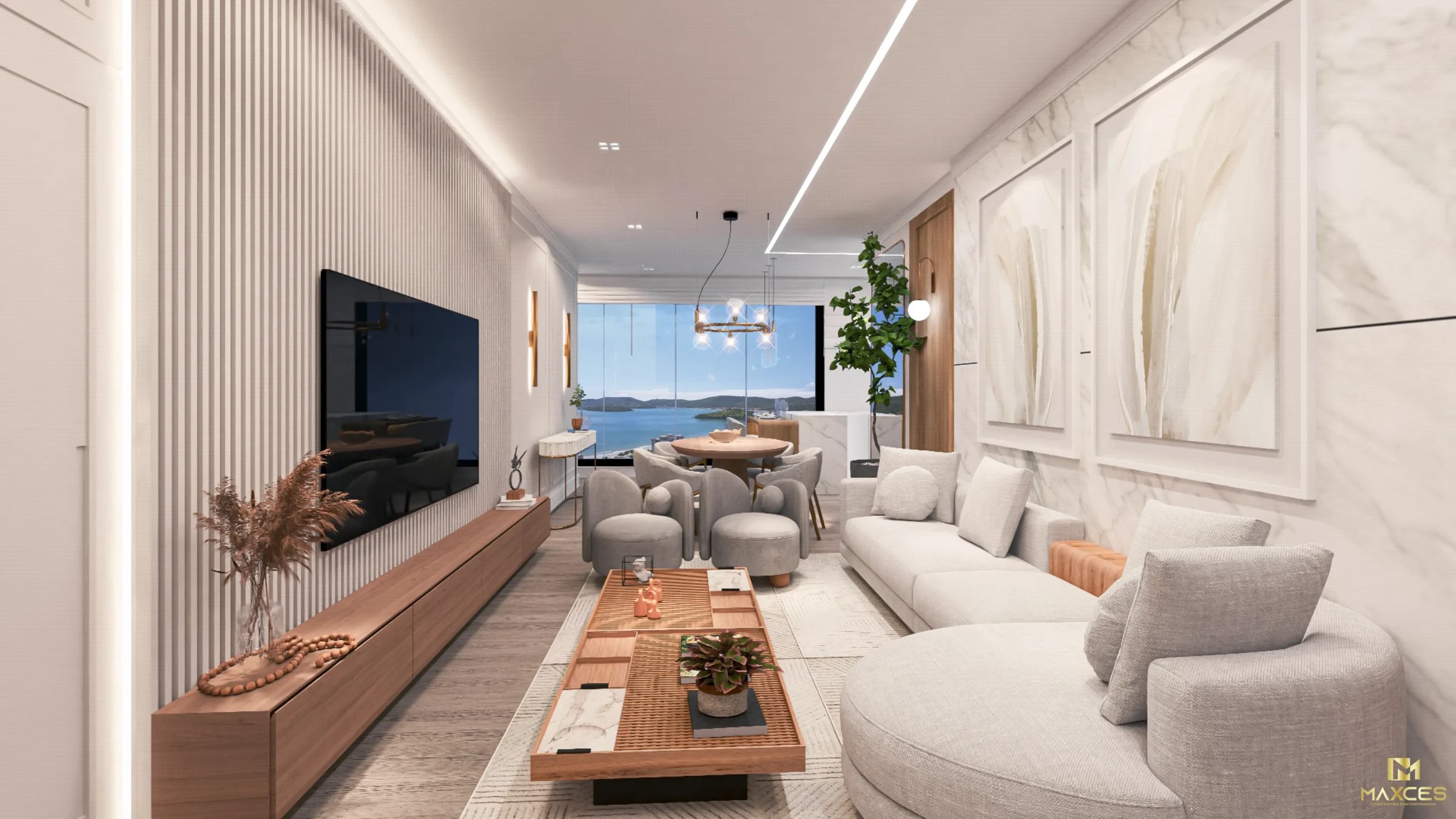 Bali Home Club — Living do apartamento, Maxces, Balneário Perequê, Porto Belo SC