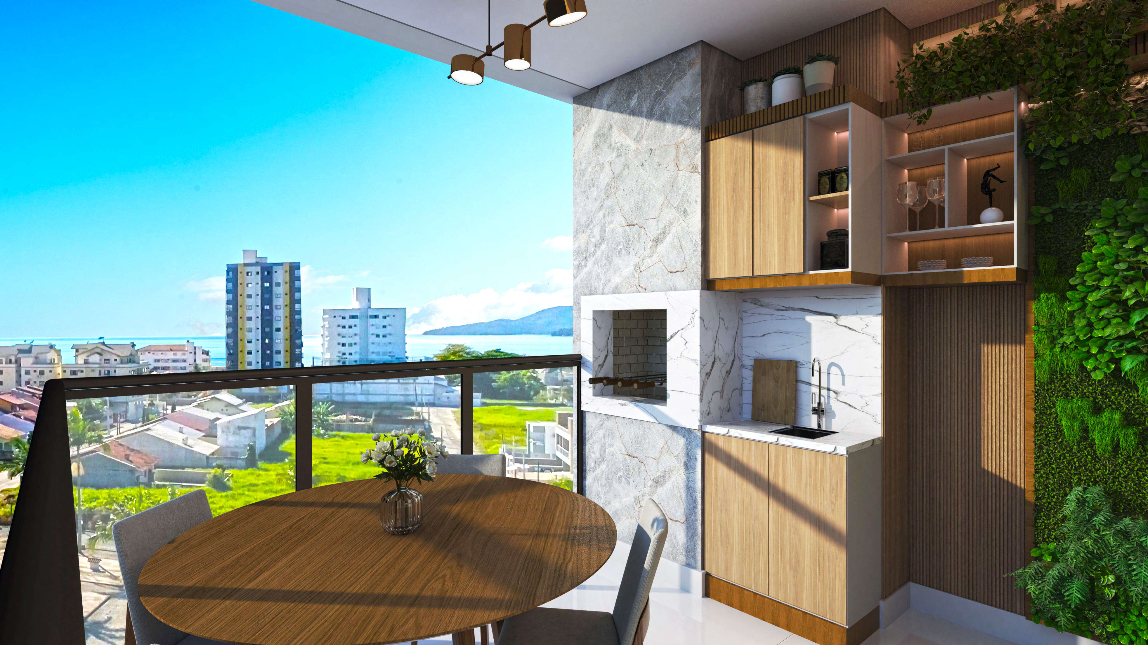 Bell Mare Residenza — sacada gourmet com churrasqueira