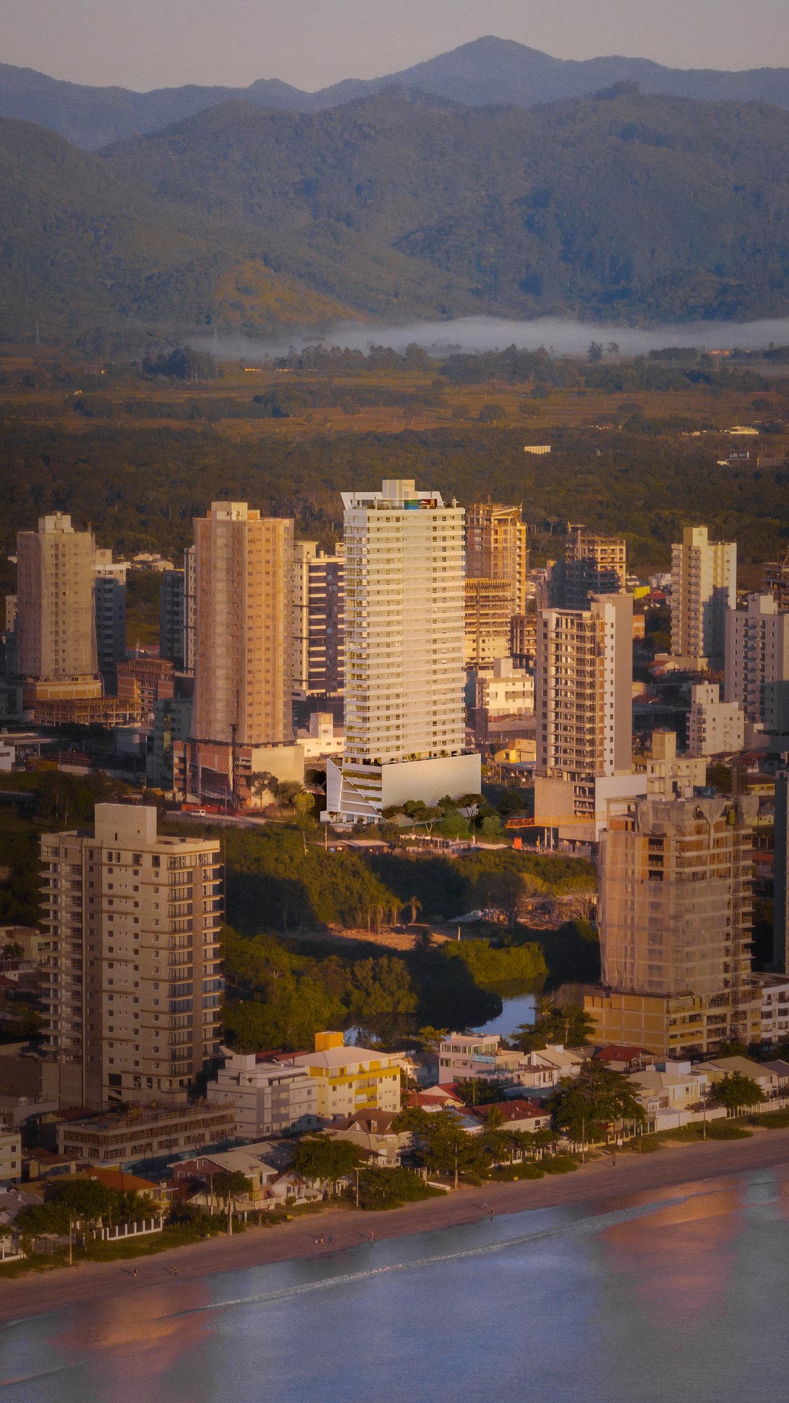 Blanc Residence — drone close, Revê Empreendimentos, Porto Belo SC