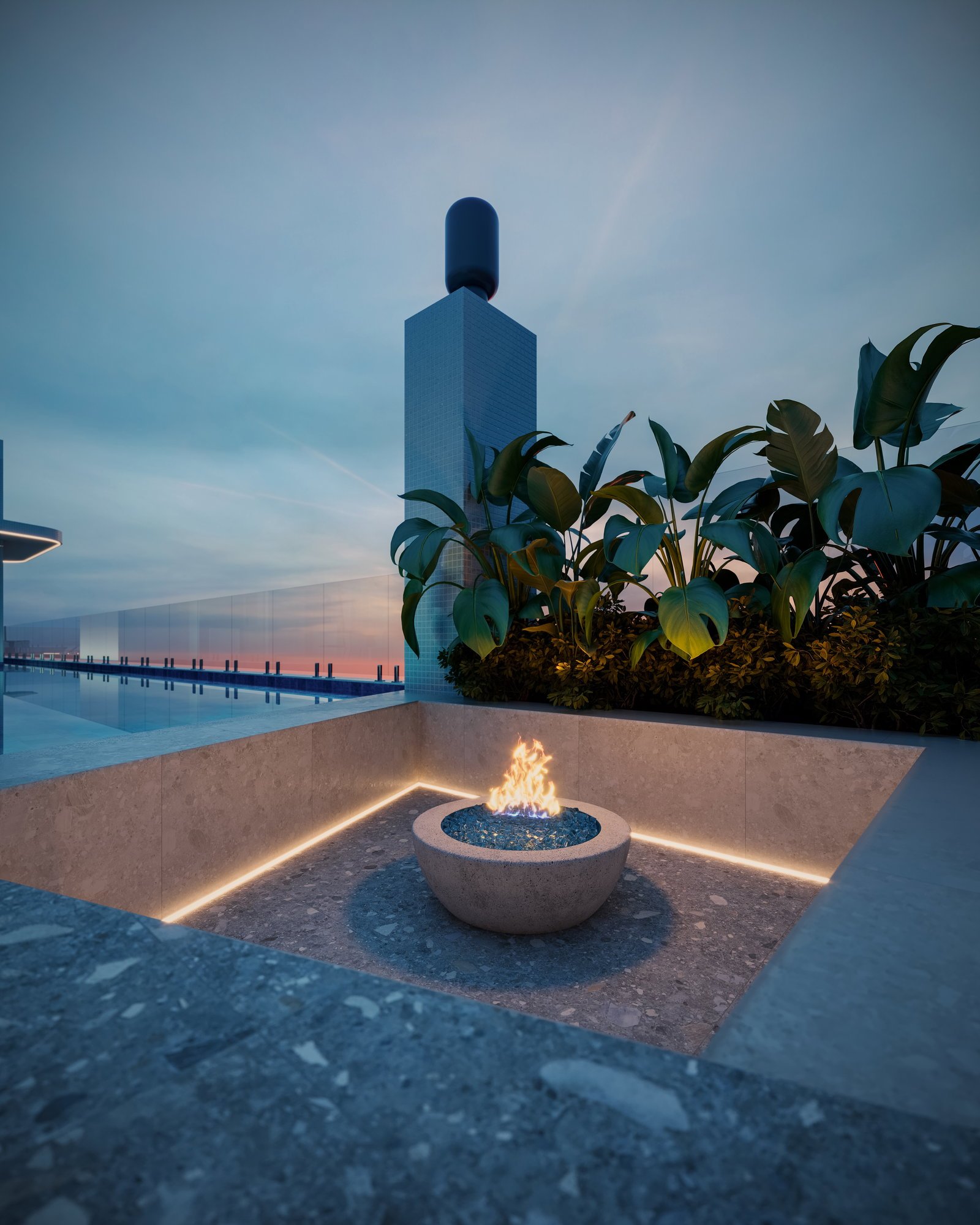 Blanc Residence — fire place, Revê Empreendimentos, Porto Belo SC