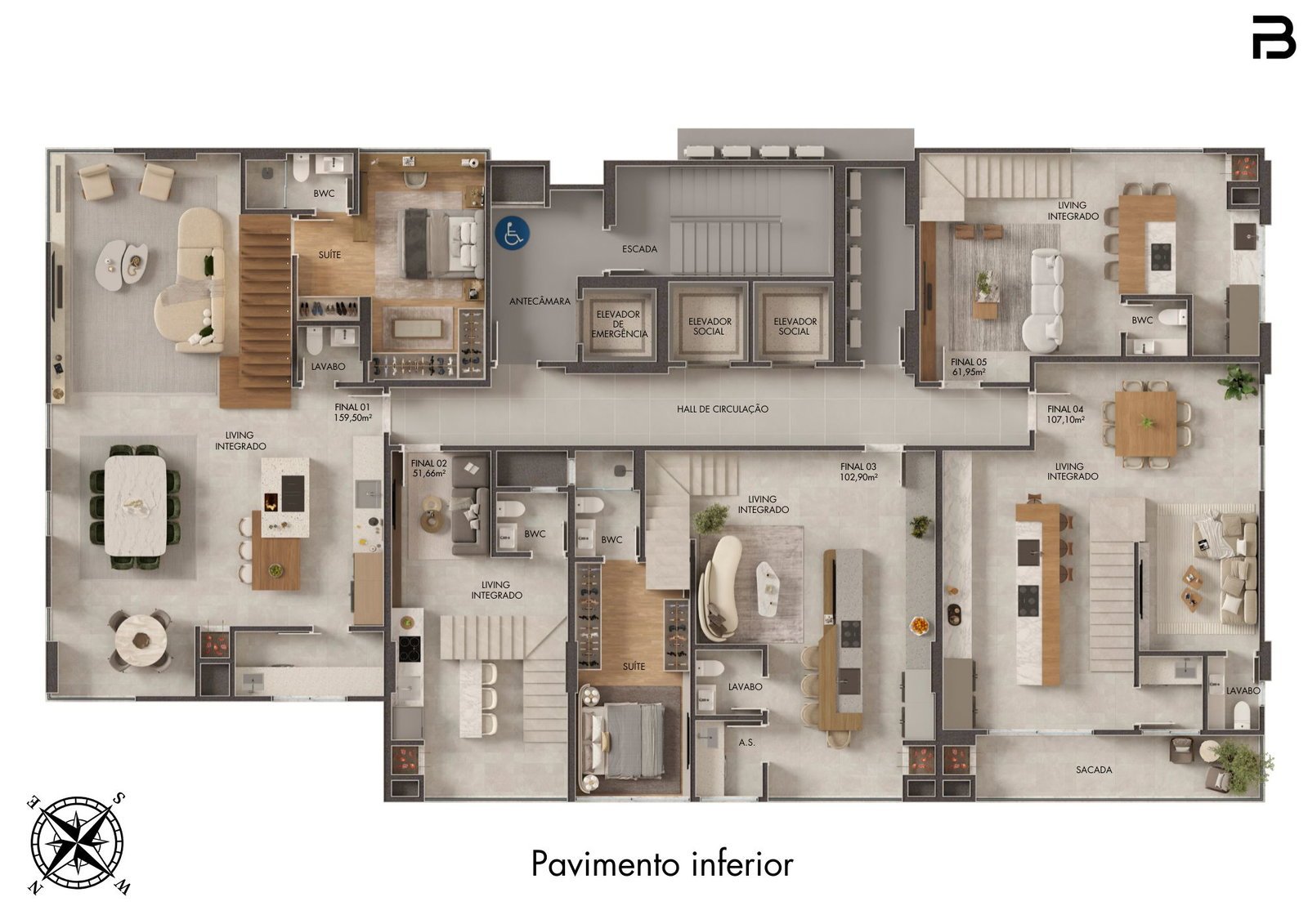 Breeze Towers — planta c torre a pavimento inferior, Bach Incorporadora, Vila Nova, Porto Belo SC Breeze Towers — planta c torre a pavimento inferior, Bach Incorporadora, Vila Nova, Porto Belo SC