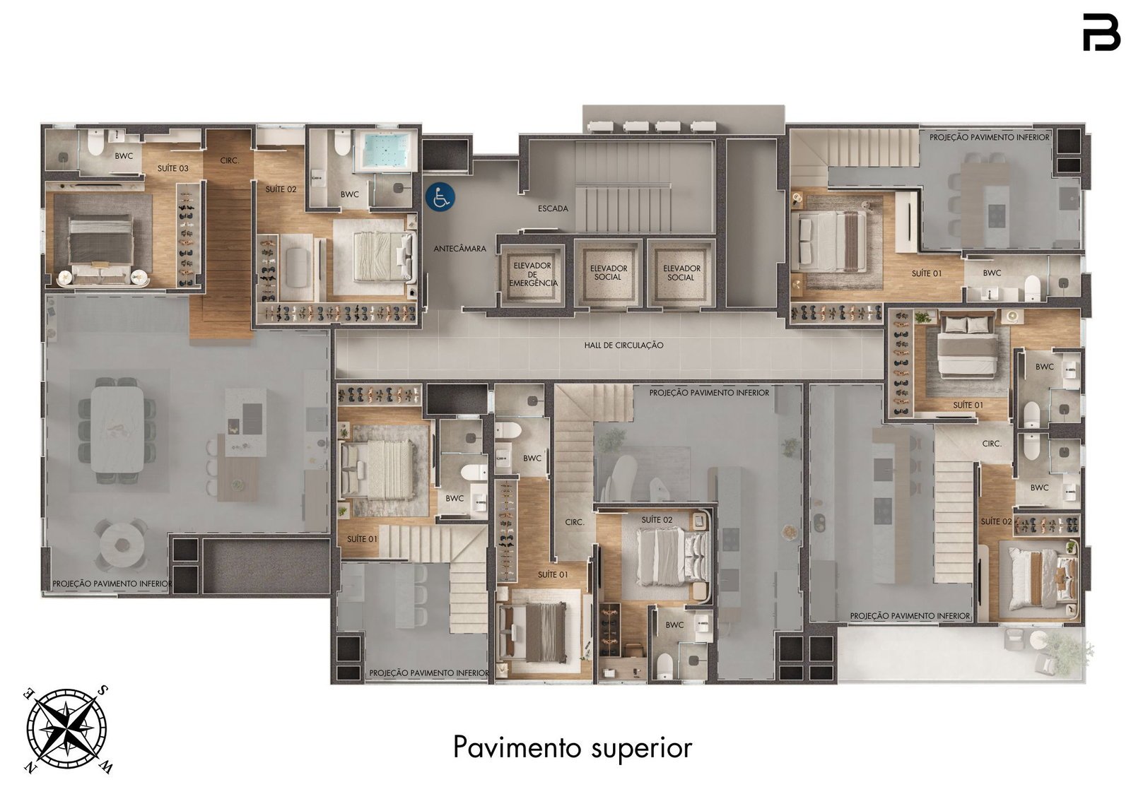 Breeze Towers — planta c torre a pavimento superior, Bach Incorporadora, Vila Nova, Porto Belo SC Breeze Towers — planta c torre a pavimento superior, Bach Incorporadora, Vila Nova, Porto Belo SC