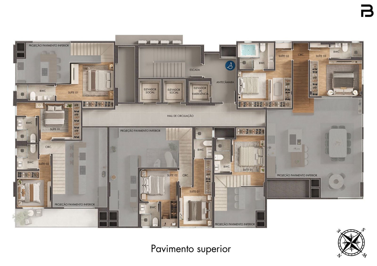 Breeze Towers — planta c torre b pavimento superior, Bach Incorporadora, Vila Nova, Porto Belo SC Breeze Towers — planta c torre b pavimento superior, Bach Incorporadora, Vila Nova, Porto Belo SC