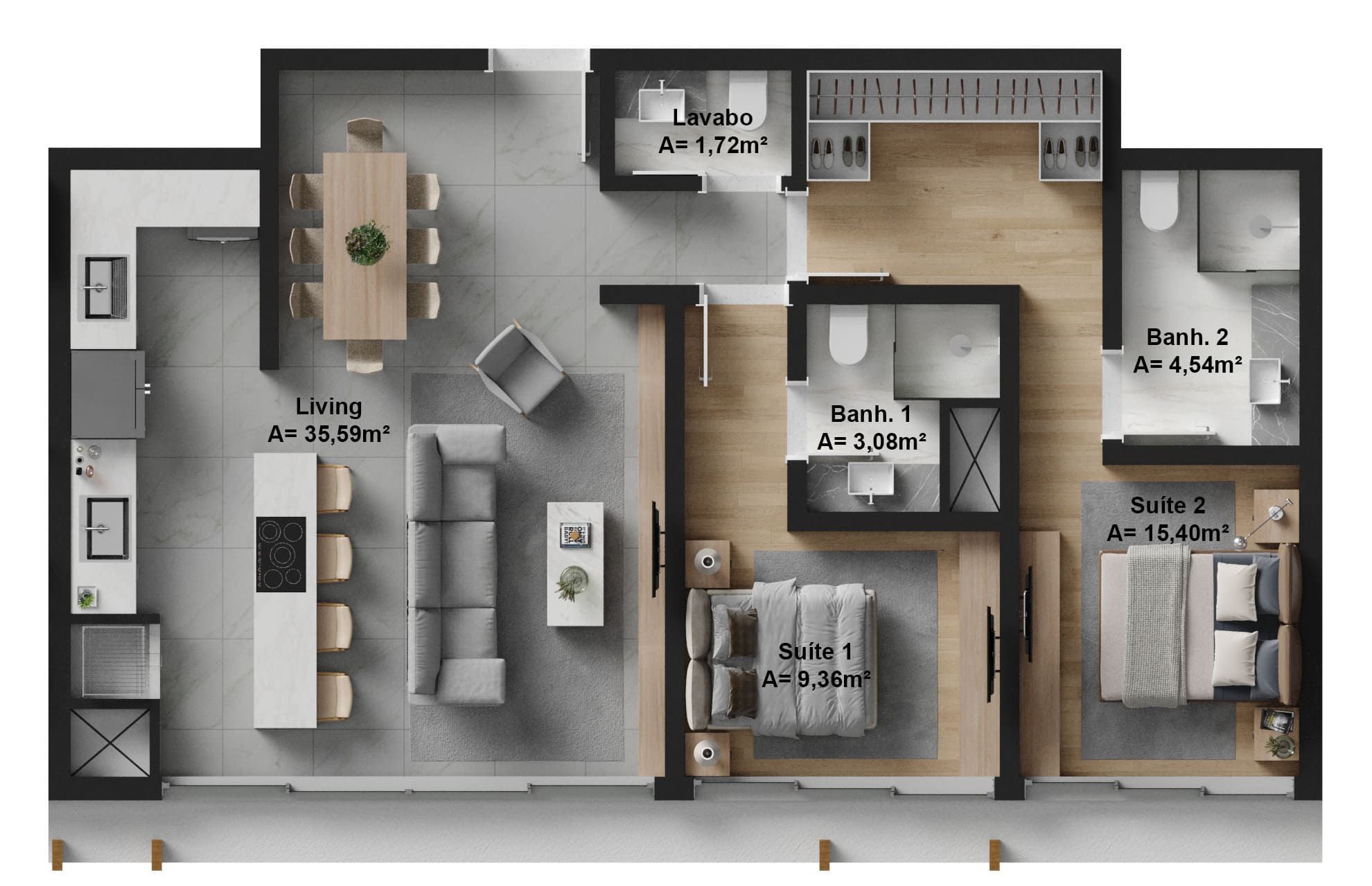 Bris Residence — planta e tipologias 12, Tetto Empreendimentos, Balneário Perequê, Porto Belo SC
