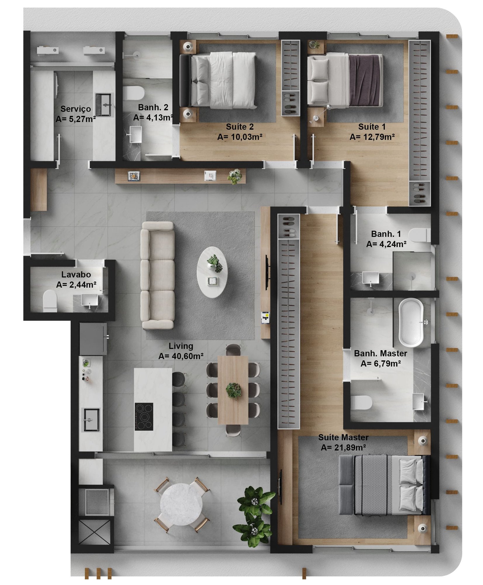 Bris Residence — planta e tipologias 13, Tetto Empreendimentos, Balneário Perequê, Porto Belo SC