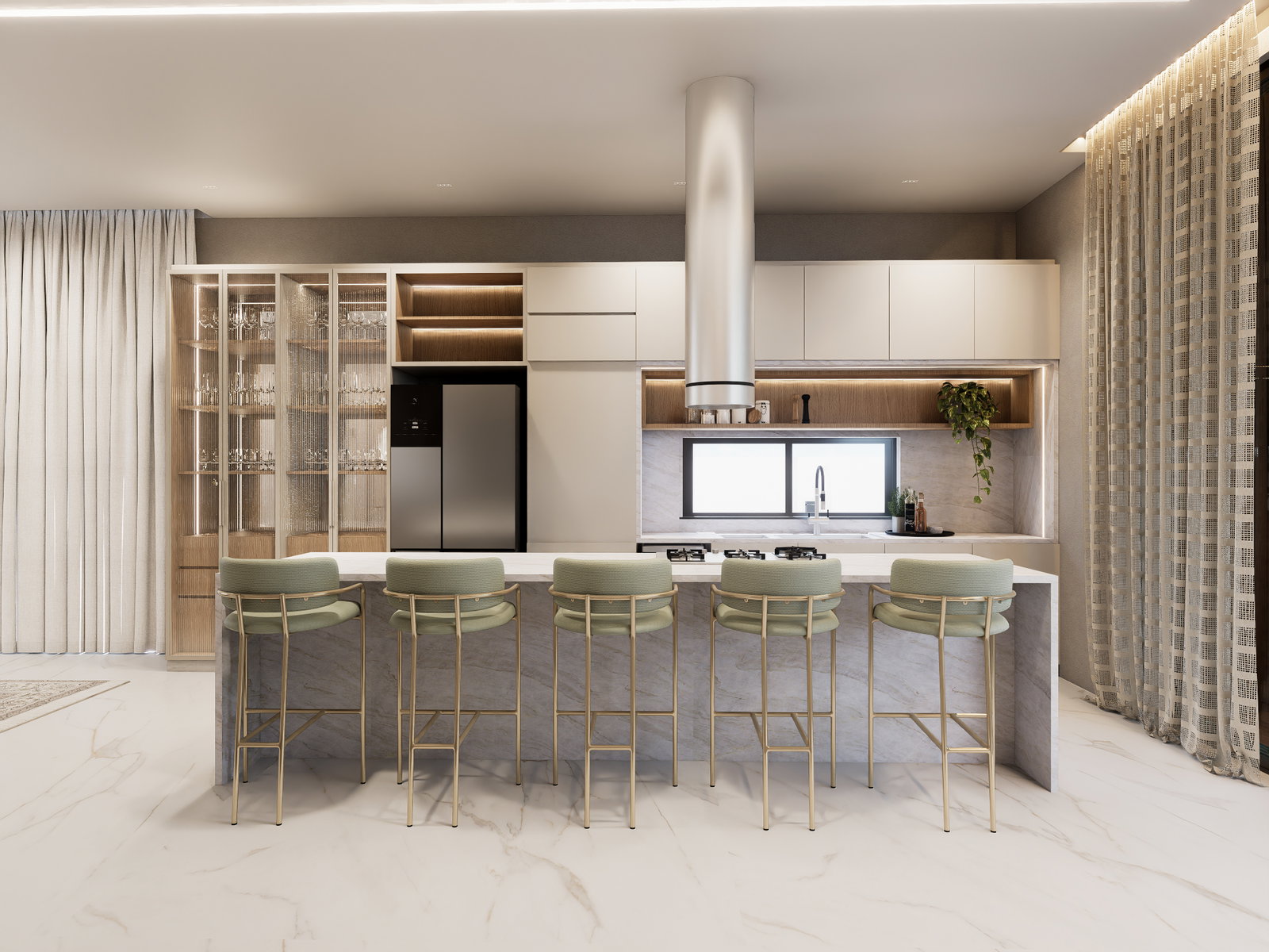 Casa Olivea — cozinha integrada com ilha