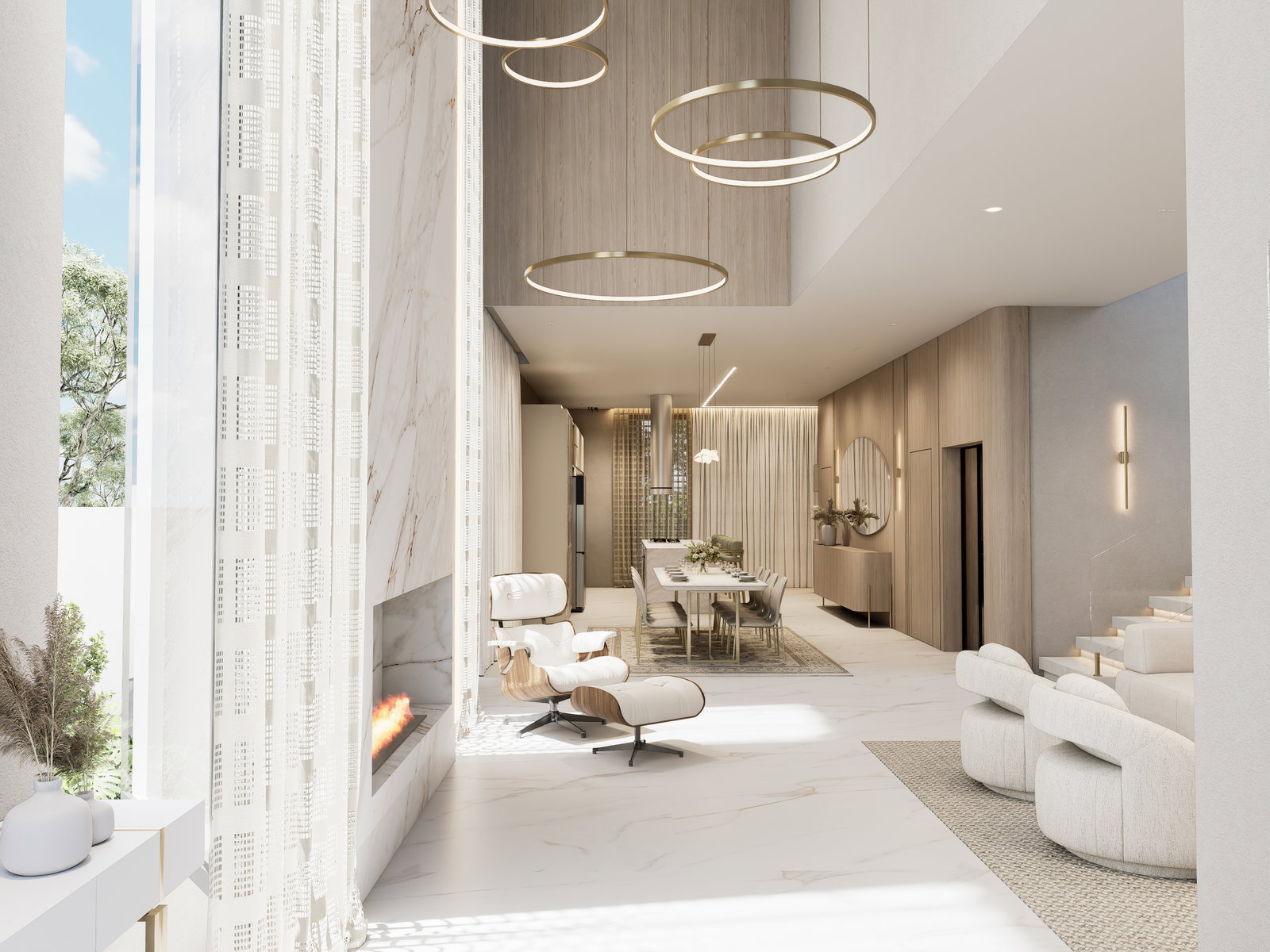 Casa Olivea — living com lareira