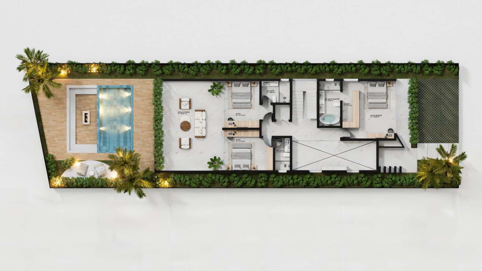 Casa Olivea — planta humanizada do pavimento térreo