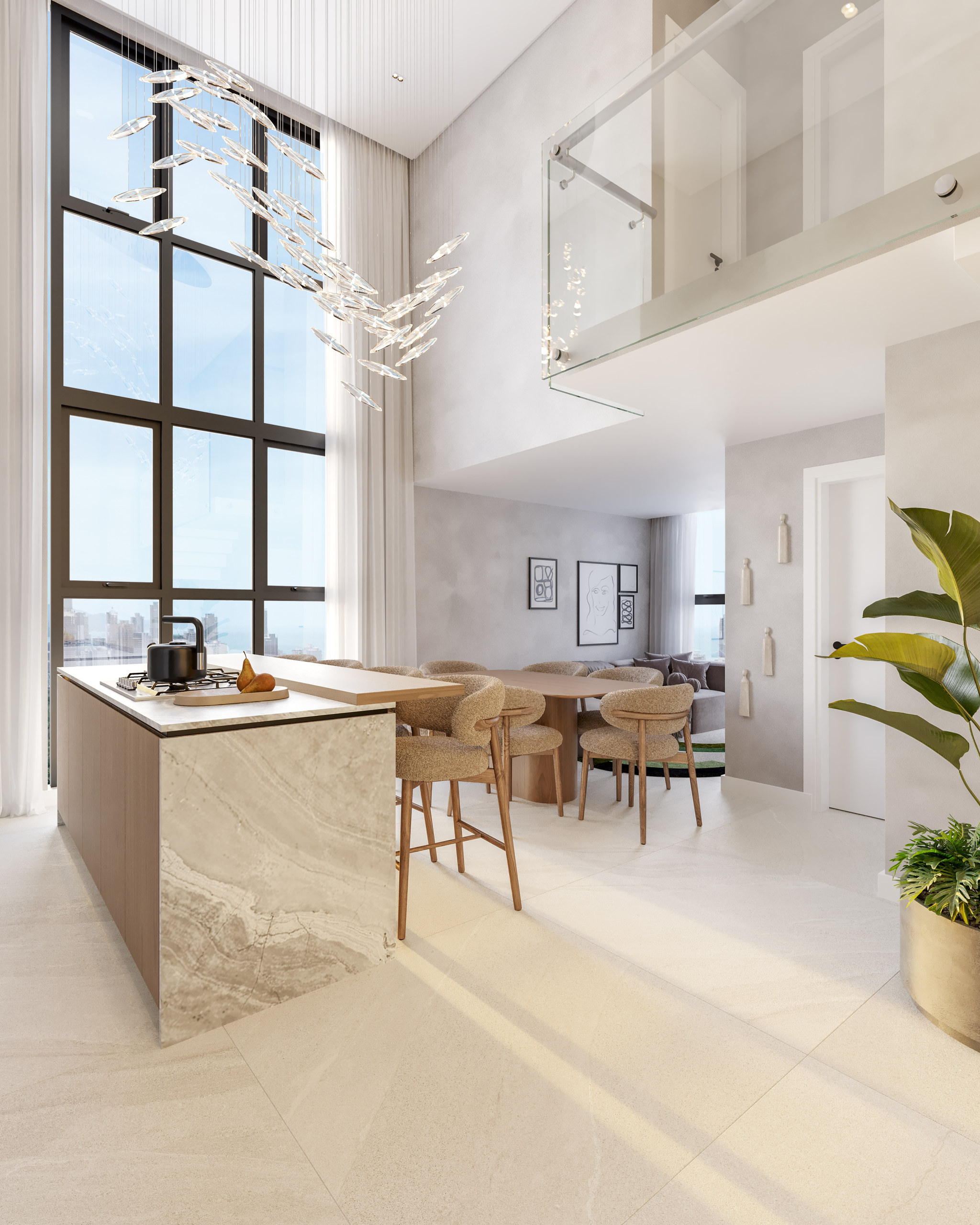 Costa Serenità — Living do Duplex 06 (81 m²), Mella Construtora, Balneário Perequê, Porto Belo SC Costa Serenità — Living do Duplex 06 (81 m²), Mella Construtora, Balneário Perequê, Porto Belo SC