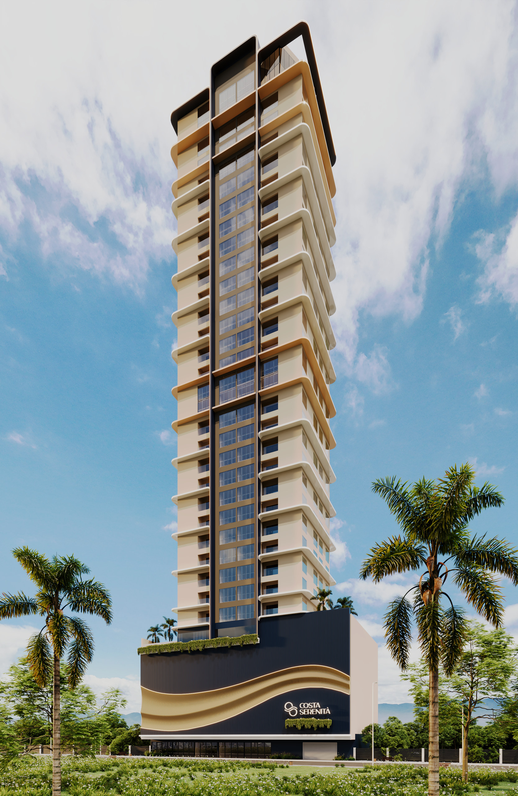 Costa Serenità — Fachada diurna, Mella Construtora, Balneário Perequê, Porto Belo SC Costa Serenità — Fachada diurna, Mella Construtora, Balneário Perequê, Porto Belo SC