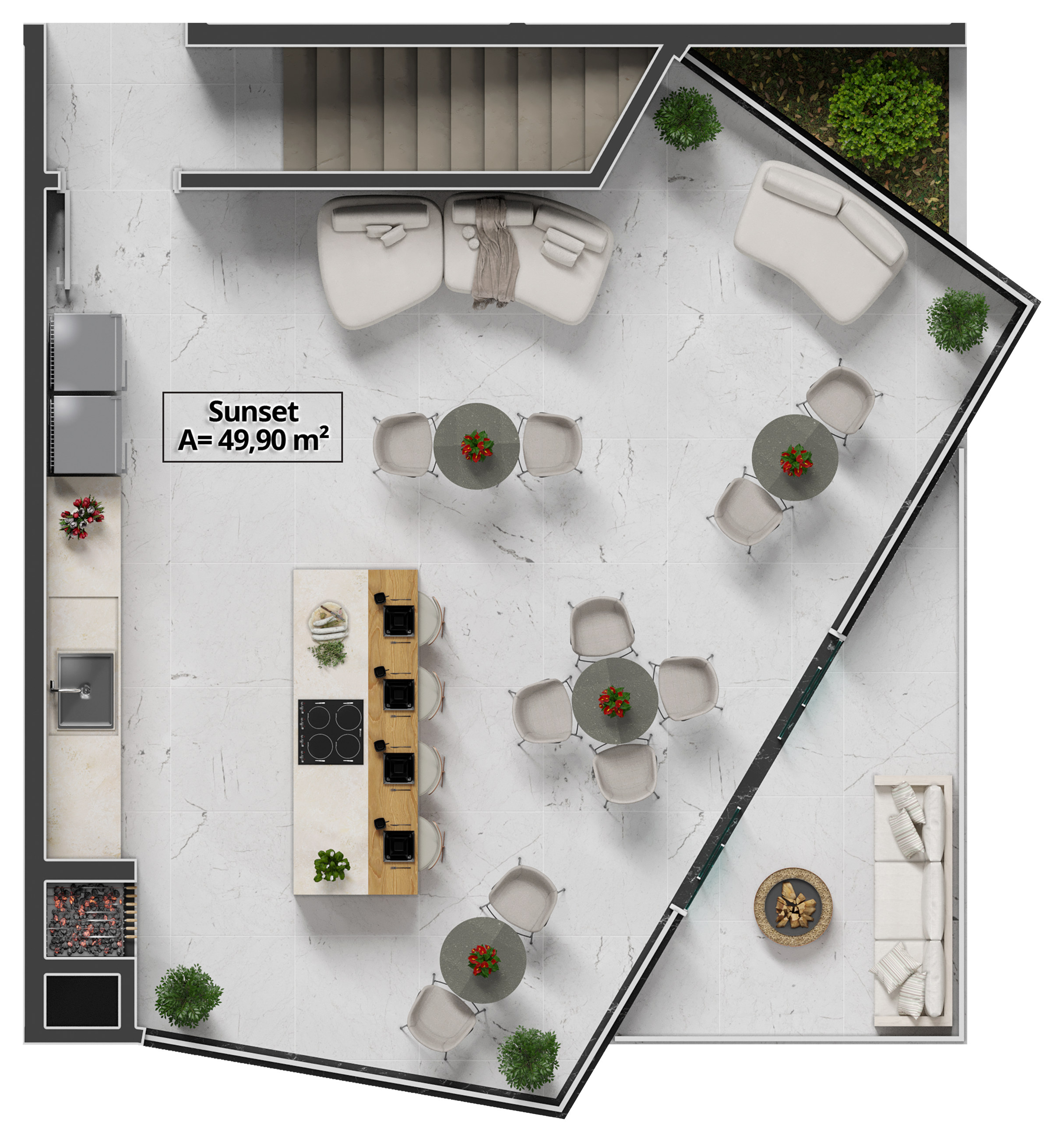 Costa Serenità — Planta do Sunset Rooftop (49,90 m²), Mella Construtora, Balneário Perequê, Porto Belo SC Costa Serenità — Planta do Sunset Rooftop (49,90 m²), Mella Construtora, Balneário Perequê, Porto Belo SC