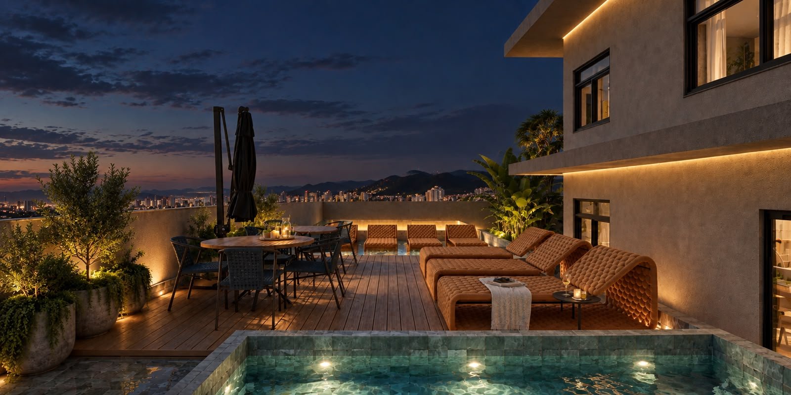 Elevare Home — Piscina noturna, Pazcon Empreendimentos, Balneário Perequê, Porto Belo SC Elevare Home — Piscina noturna, Pazcon Empreendimentos, Balneário Perequê, Porto Belo SC