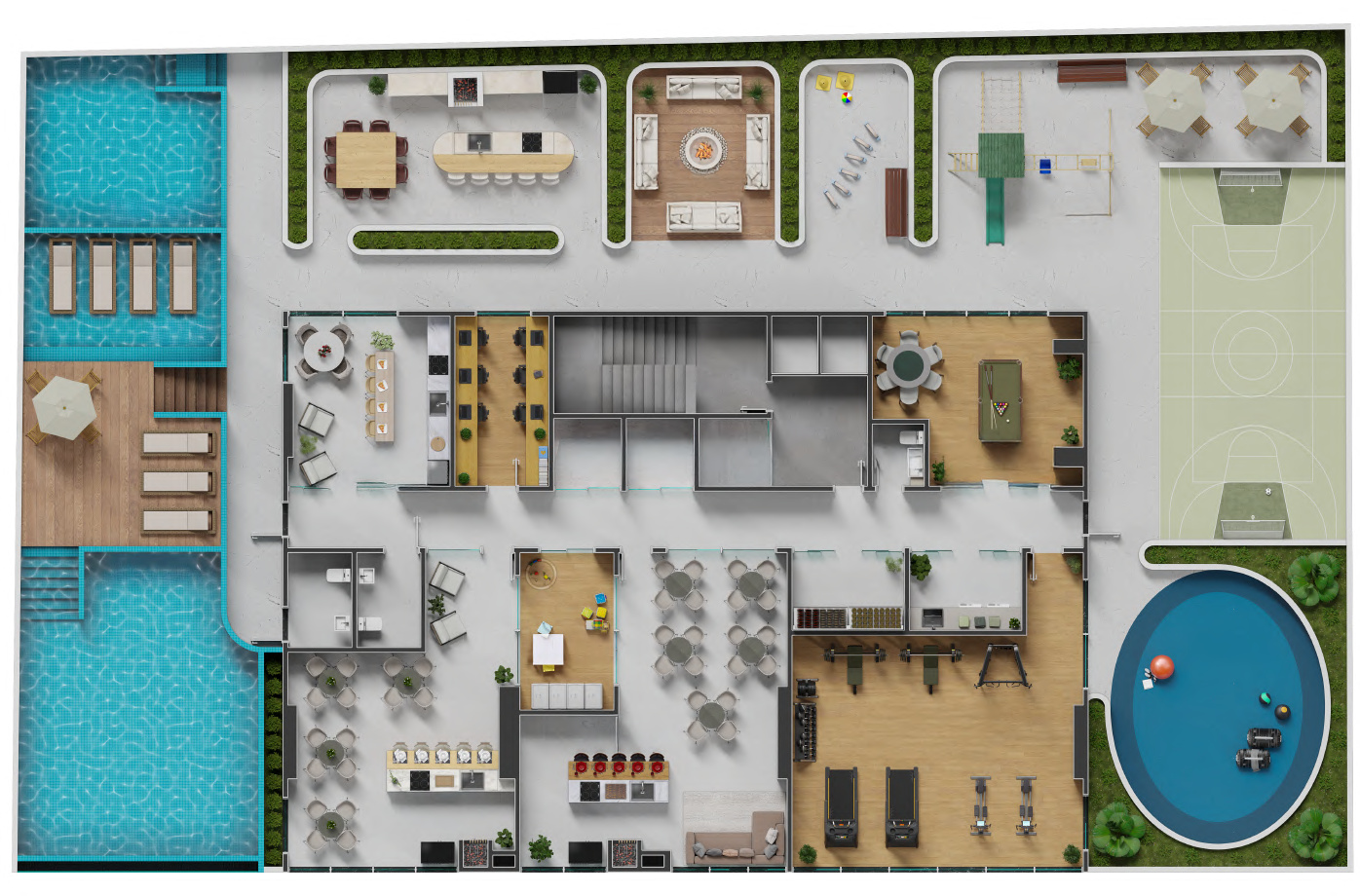 Elevare Home — Planta humanizada da área de lazer, Pazcon Empreendimentos, Balneário Perequê, Porto Belo SC Elevare Home — Planta humanizada da área de lazer, Pazcon Empreendimentos, Balneário Perequê, Porto Belo SC