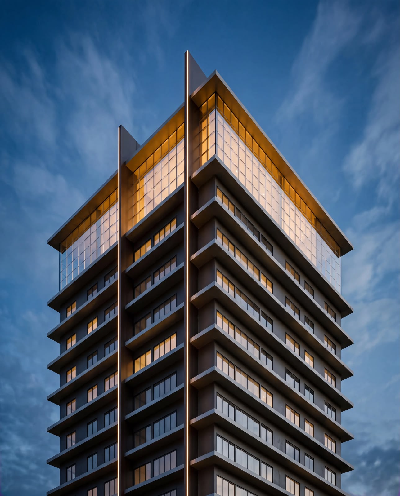 Elevare Home — Detalhe do coroamento da torre, Pazcon Empreendimentos, Balneário Perequê, Porto Belo SC Elevare Home — Detalhe do coroamento da torre, Pazcon Empreendimentos, Balneário Perequê, Porto Belo SC