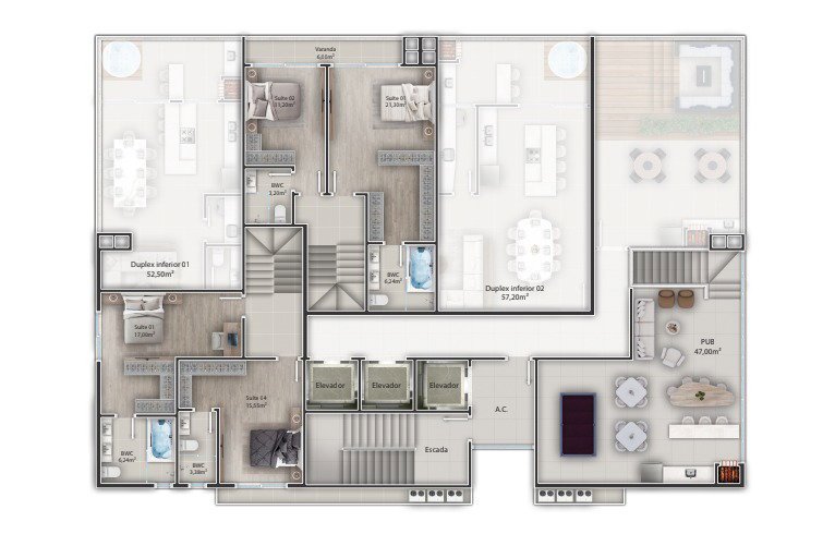Ethan Tower — planta e tipologias 2, Asael Empreendimentos, Balneário Perequê, Porto Belo SC Ethan Tower — planta e tipologias 2, Asael Empreendimentos, Balneário Perequê, Porto Belo SC