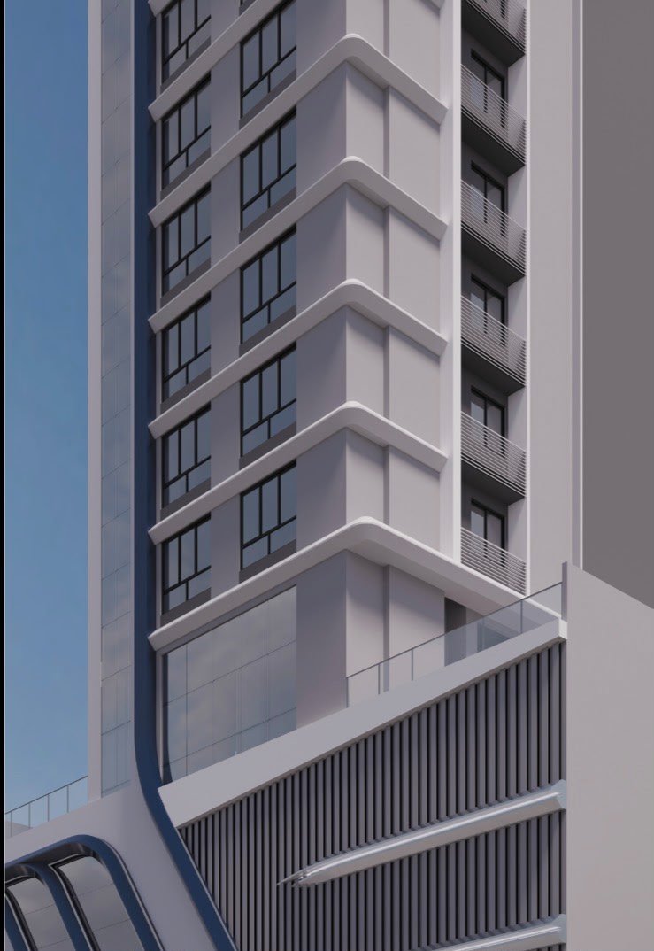 Falcon Sky Tower — Fachada detalhe varanda, Planer Empreendimentos, Balneário Perequê, Porto Belo SC