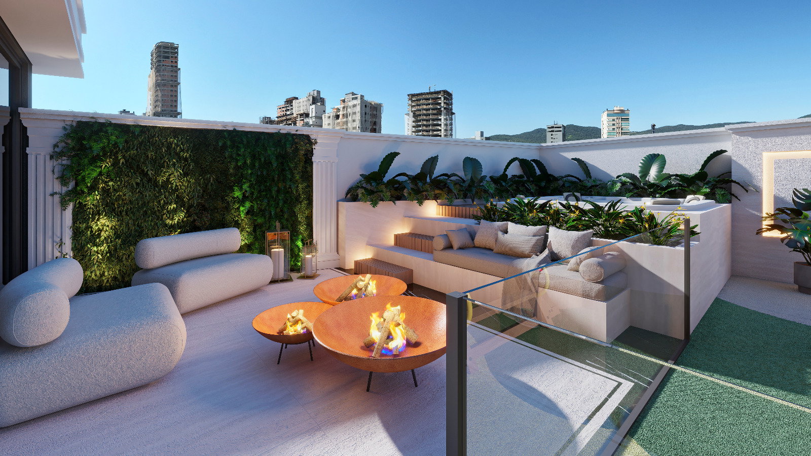Gran Felicitá — lounge fire pit em Porto Belo SC