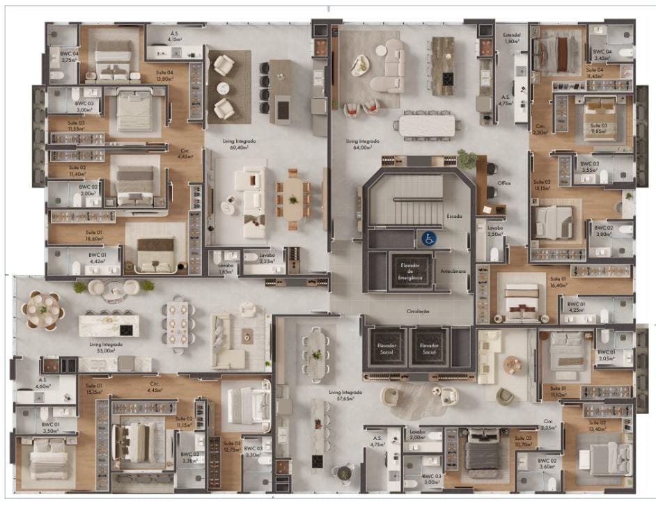 Grand Rooftop — planta apartamento, Confiança Construtora e Incorporadora, Balneário Perequê, Porto Belo SC