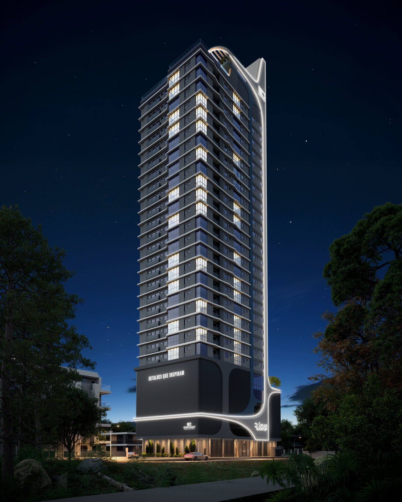 Grand Rooftop — residence externa noturna rf, Confiança Construtora e Incorporadora, Balneário Perequê, Porto Belo SC