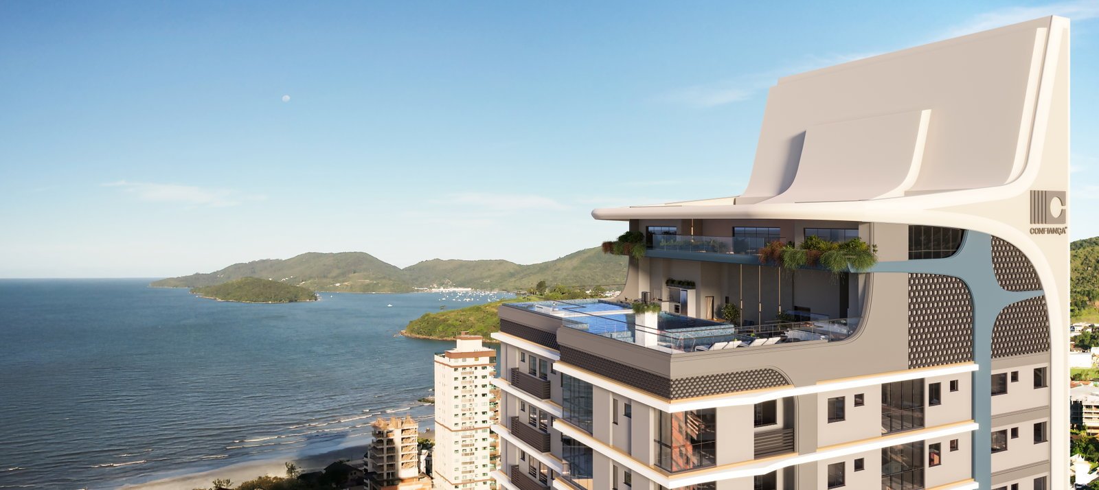 Grand Rooftop — residence externa topo rf, Confiança Construtora e Incorporadora, Balneário Perequê, Porto Belo SC