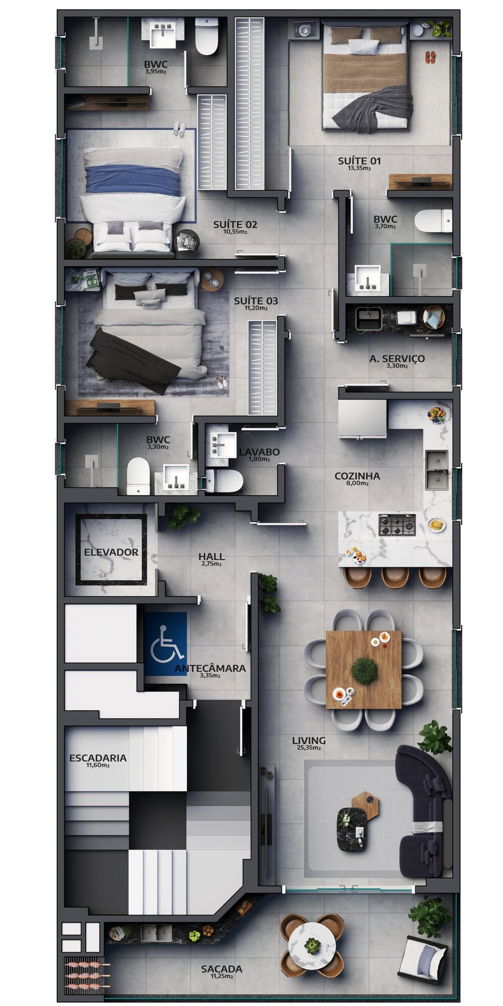 Illuminato Residence — layout do apartamento, Unità Empreendimentos, Balneário Perequê, Porto Belo SC Illuminato Residence — layout do apartamento, Unità Empreendimentos, Balneário Perequê, Porto Belo SC