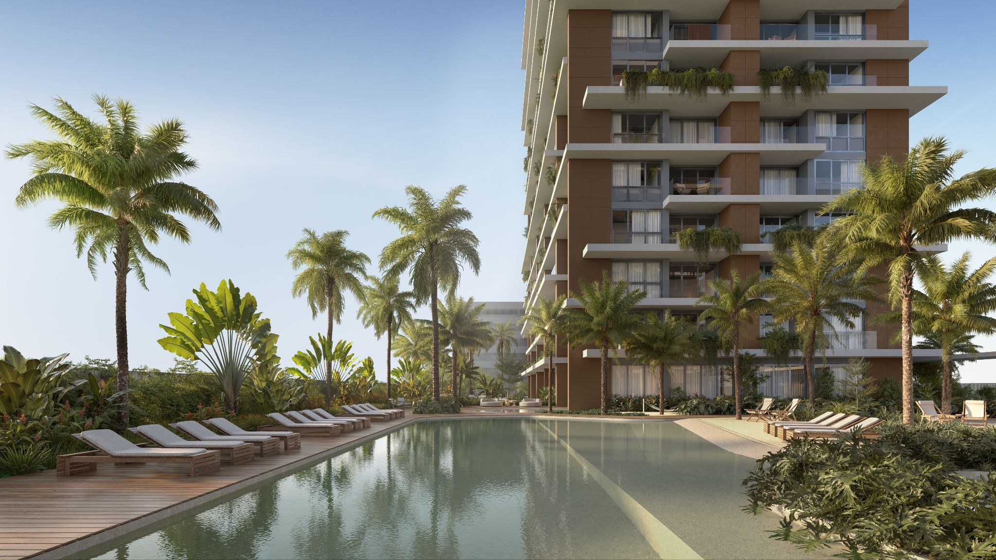 Isla Residencial Clube — piscina adulto com espreguiçadeiras