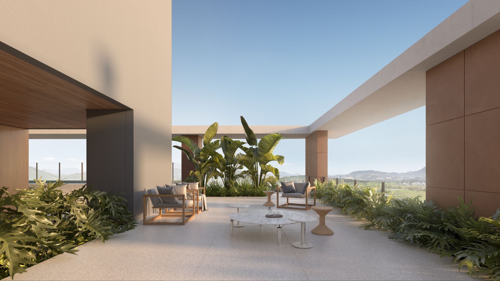 Isla Residencial Clube — estar do rooftop