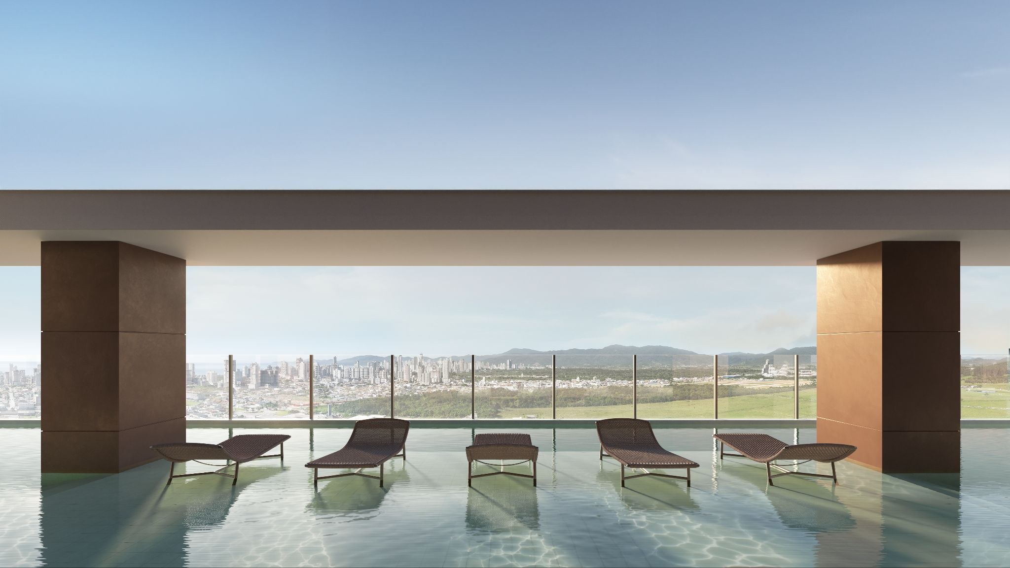 Isla Residencial Clube — piscina do rooftop com vista