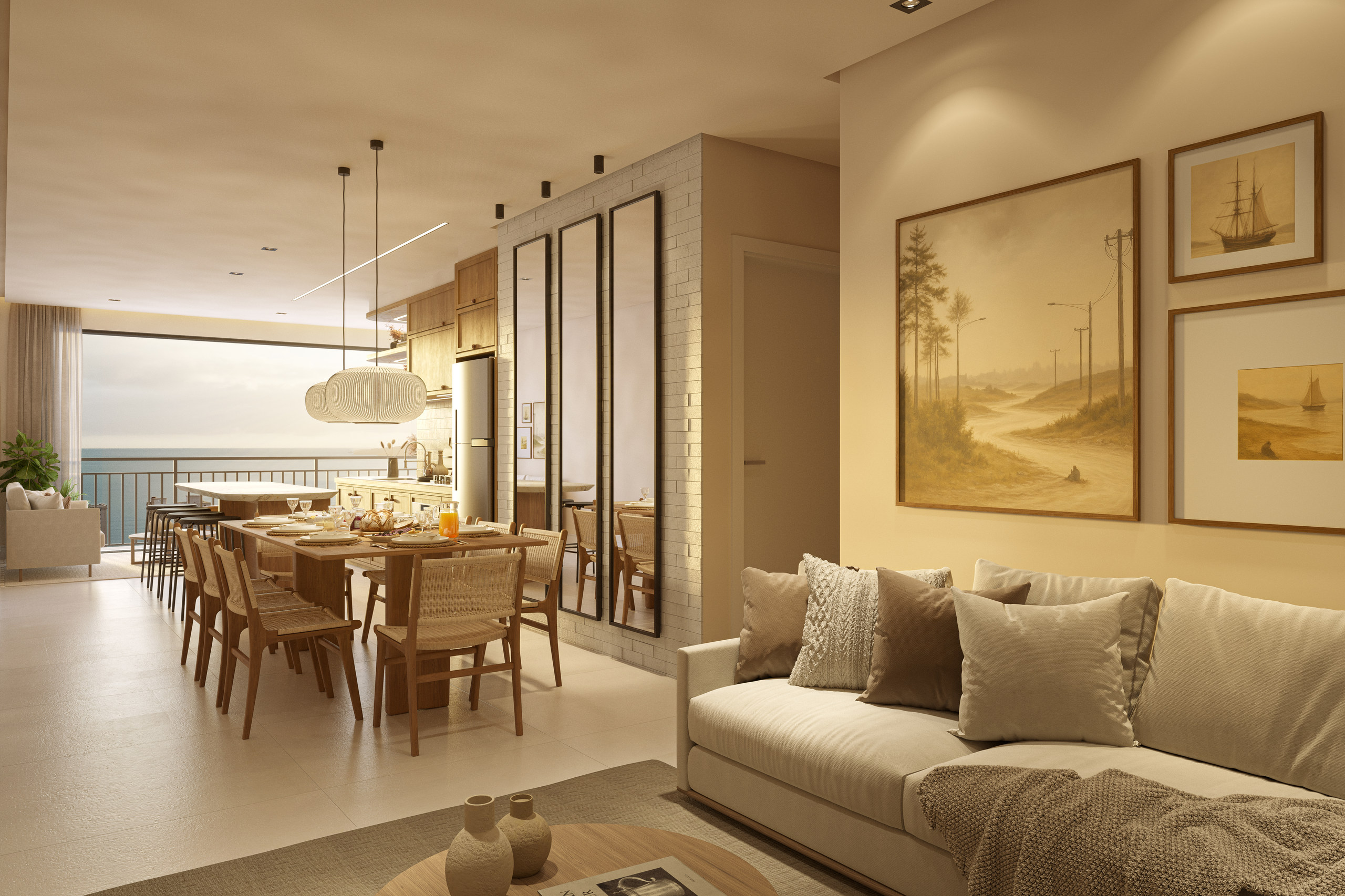 Jardine Residence — living integrado de 49 m² do Tipo 1, Capitali, Balneário Perequê, Porto Belo SC Jardine Residence — living integrado de 49 m² do Tipo 1, Capitali, Balneário Perequê, Porto Belo SC