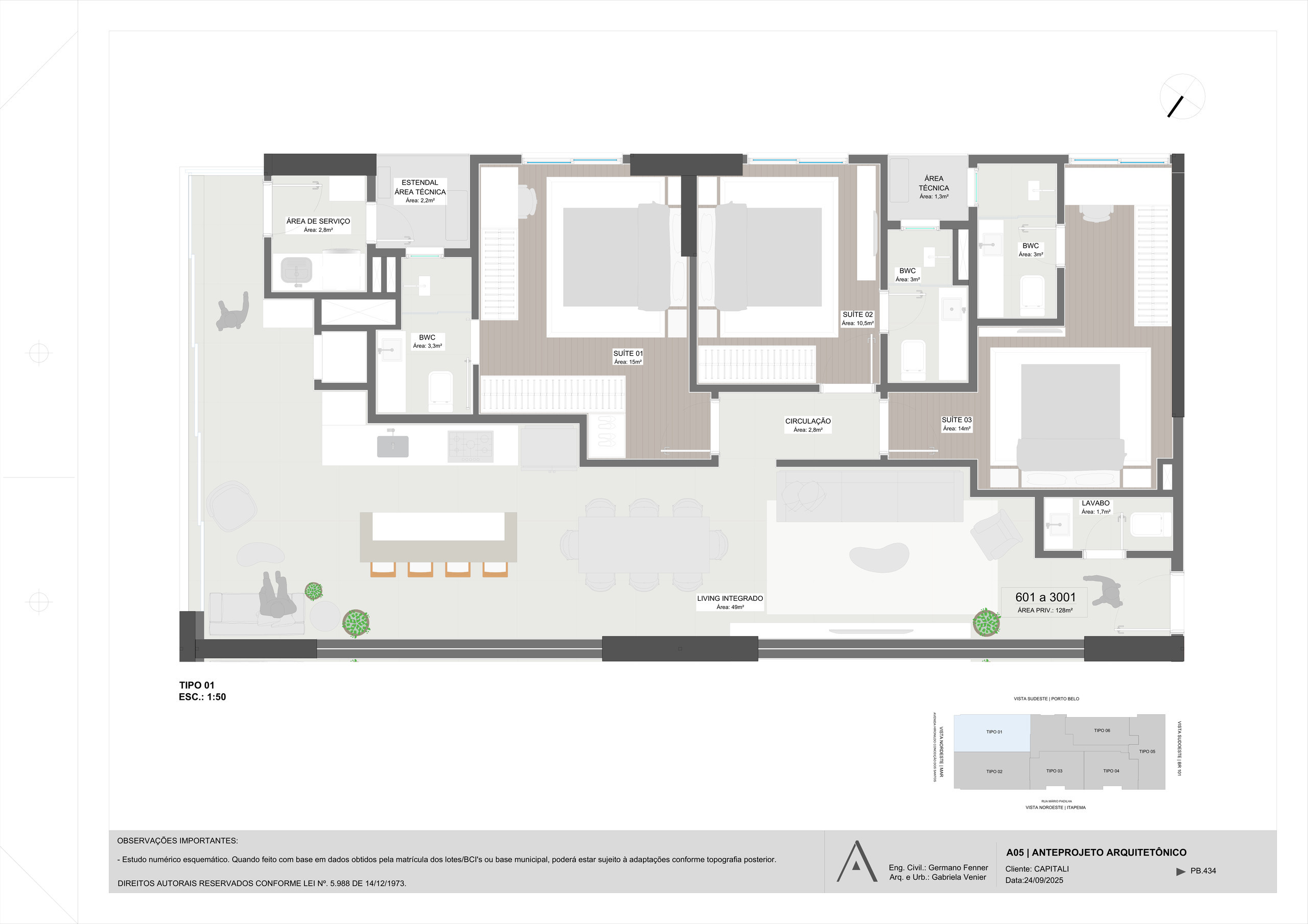 Jardine Residence — planta do Tipo 1, Capitali, Balneário Perequê, Porto Belo SC Jardine Residence — planta do Tipo 1, Capitali, Balneário Perequê, Porto Belo SC