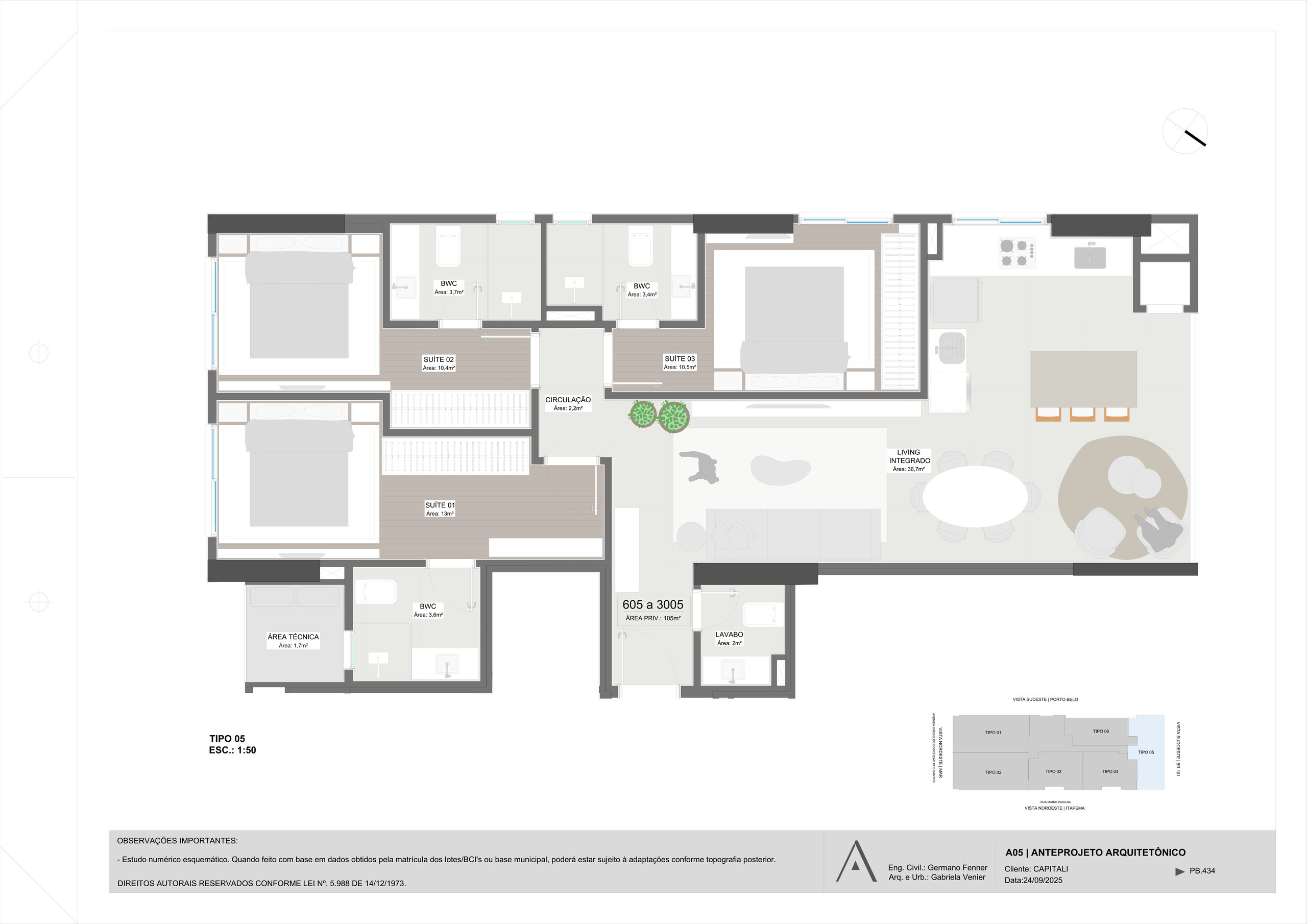 Jardine Residence — planta do Tipo 5, Capitali, Balneário Perequê, Porto Belo SC Jardine Residence — planta do Tipo 5, Capitali, Balneário Perequê, Porto Belo SC