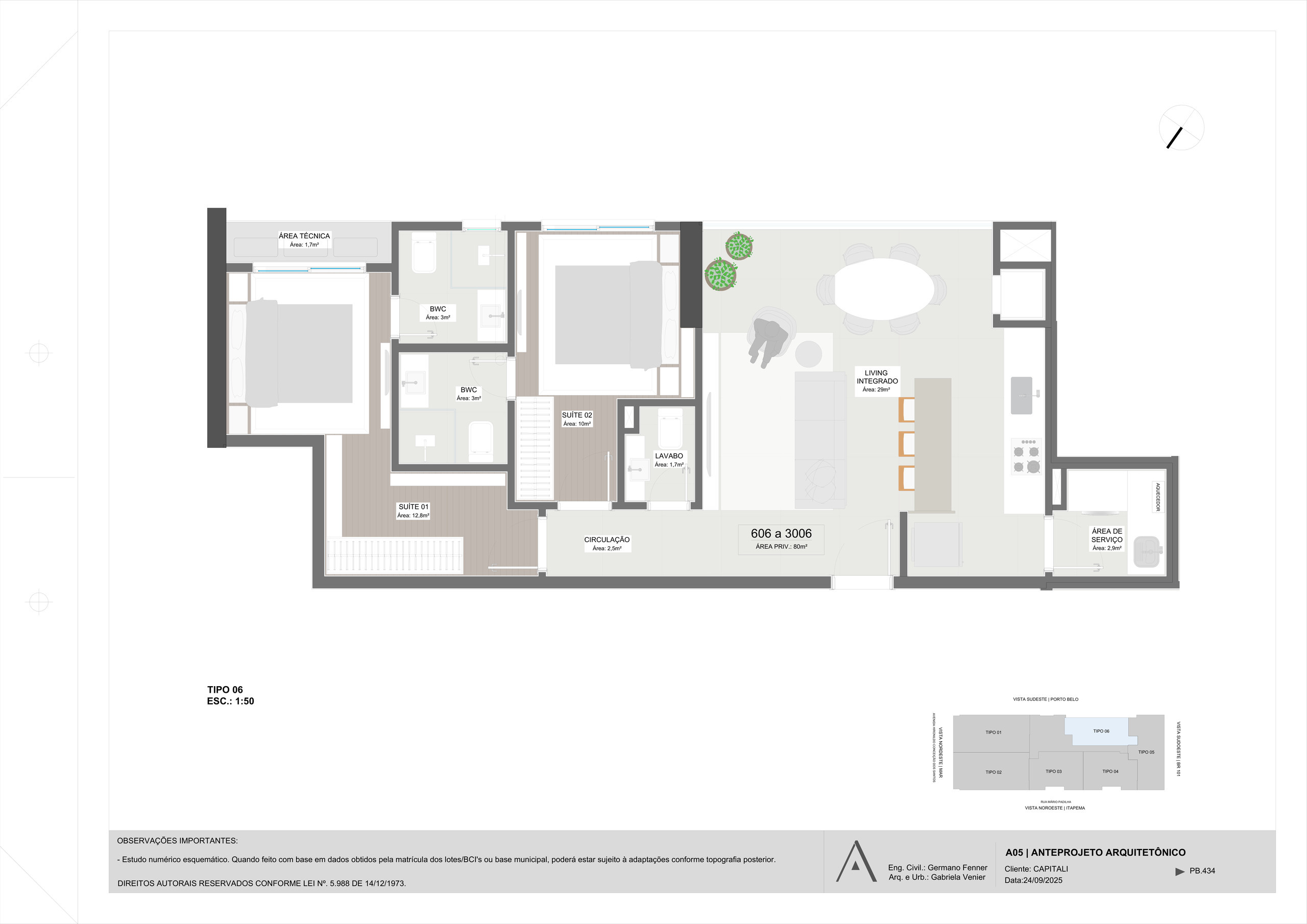 Jardine Residence — planta do Tipo 6, Capitali, Balneário Perequê, Porto Belo SC Jardine Residence — planta do Tipo 6, Capitali, Balneário Perequê, Porto Belo SC