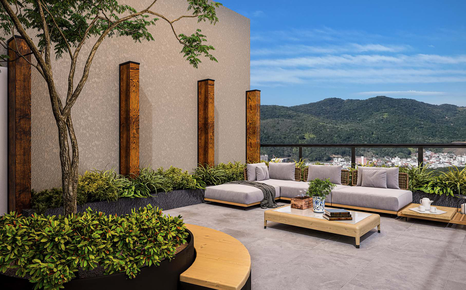 Kansas City Residence — Lounge externo no rooftop, Fascon, Balneário Perequê, Porto Belo SC