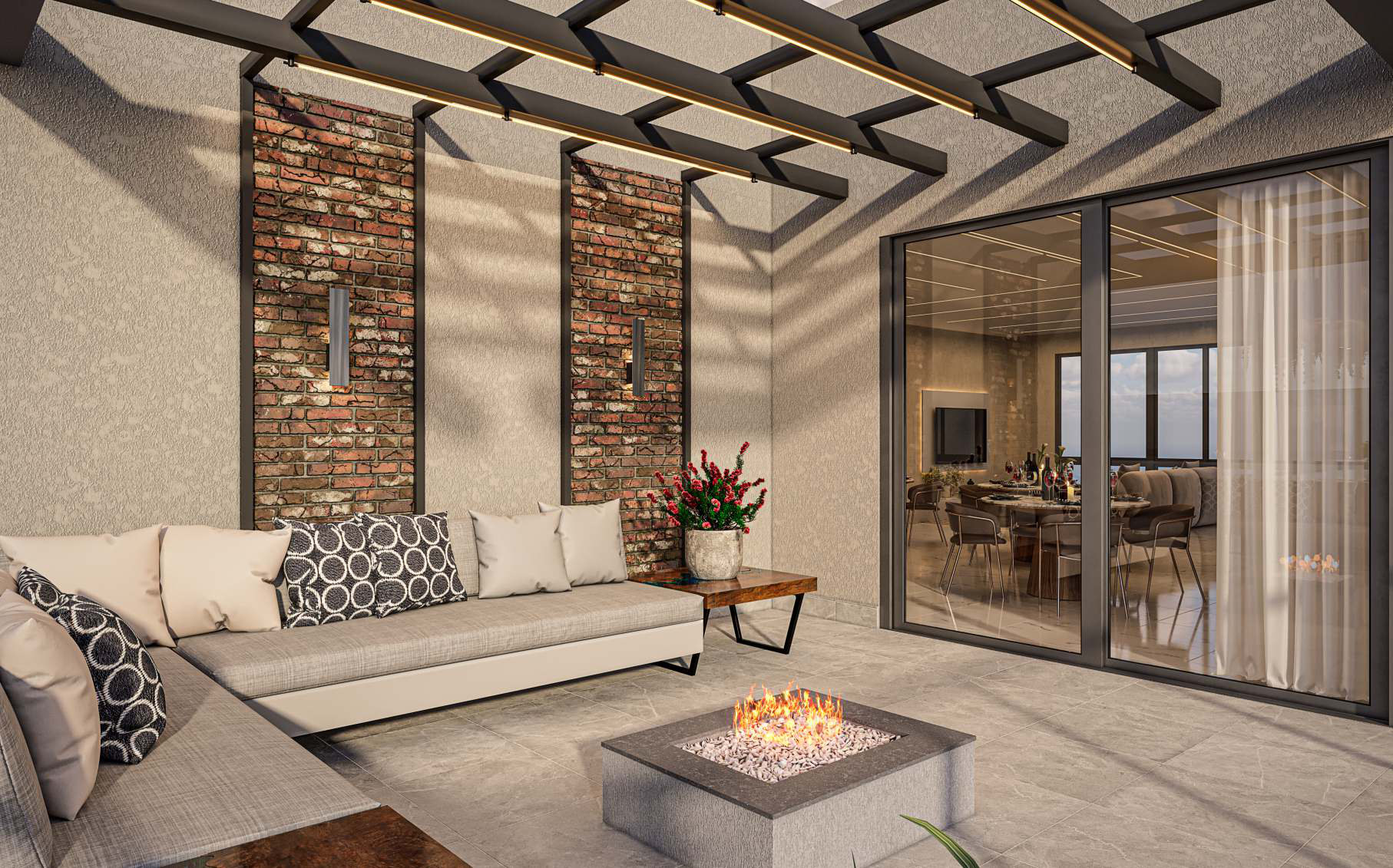Kansas City Residence — Lounge com fire place, Fascon, Balneário Perequê, Porto Belo SC